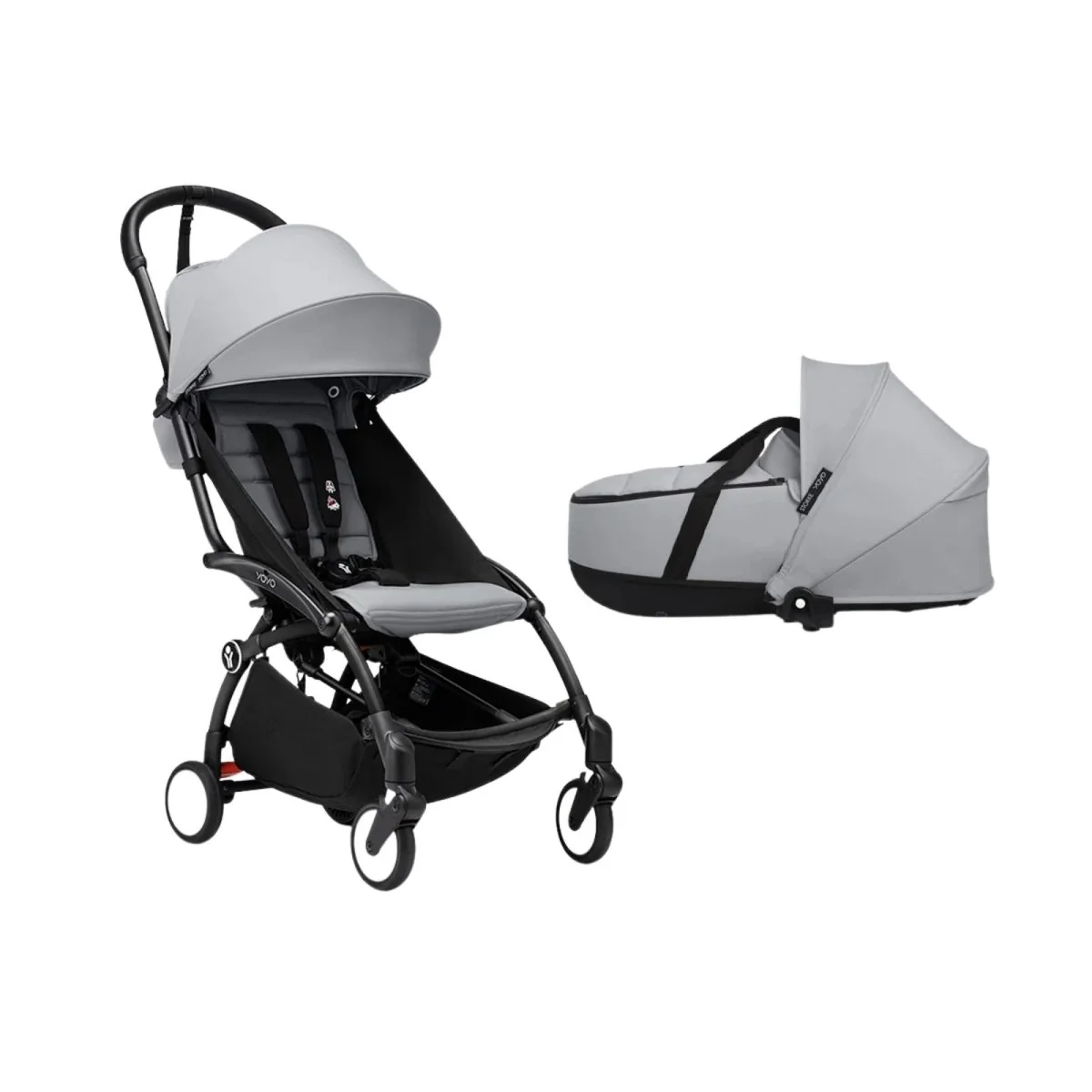 Stokke YOYO³ Newborn Shell to Toddler Bundle - Stone Color Pack & Black Frame
