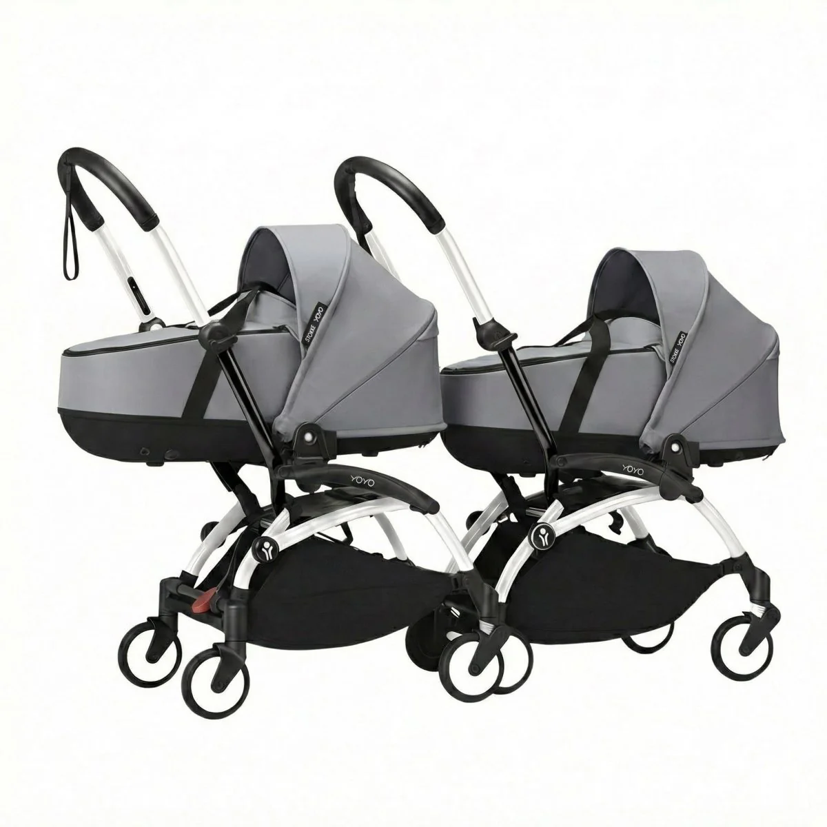 Stokke YOYO³ Stroller for Twins 0+ months - Stone Color Pack & White Frame