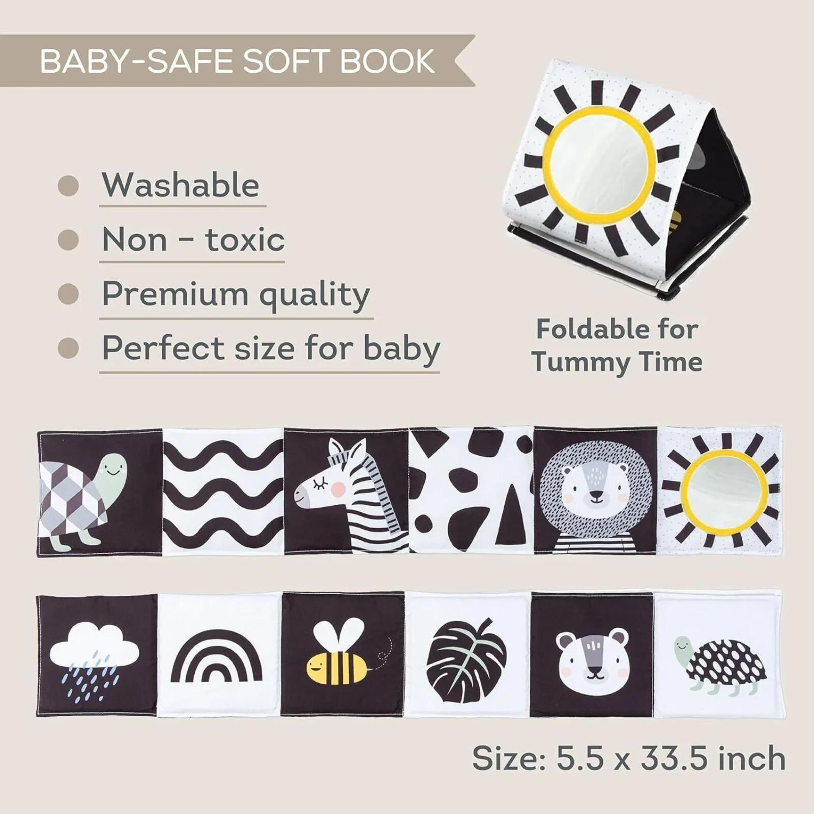 Taf Toys Savannah Black & White Book - Image 6