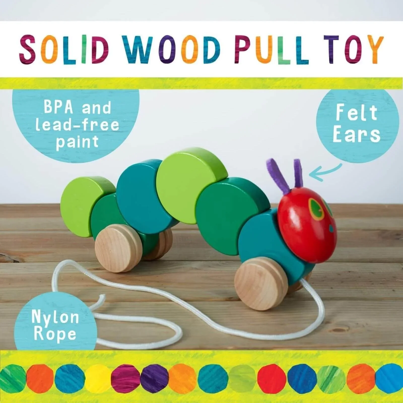The Very Hungry Caterpillar Wooden Pull Along - Image 3