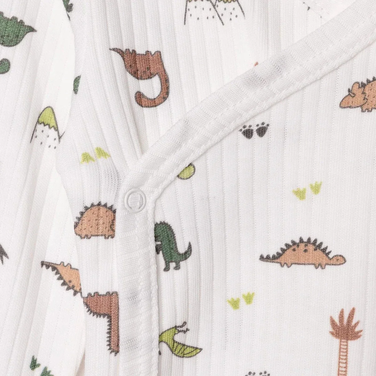 Tiffany Boys Bodysuit Dinosaur with Poppers V-Neck Long Sleeve - Ecru - Image 4