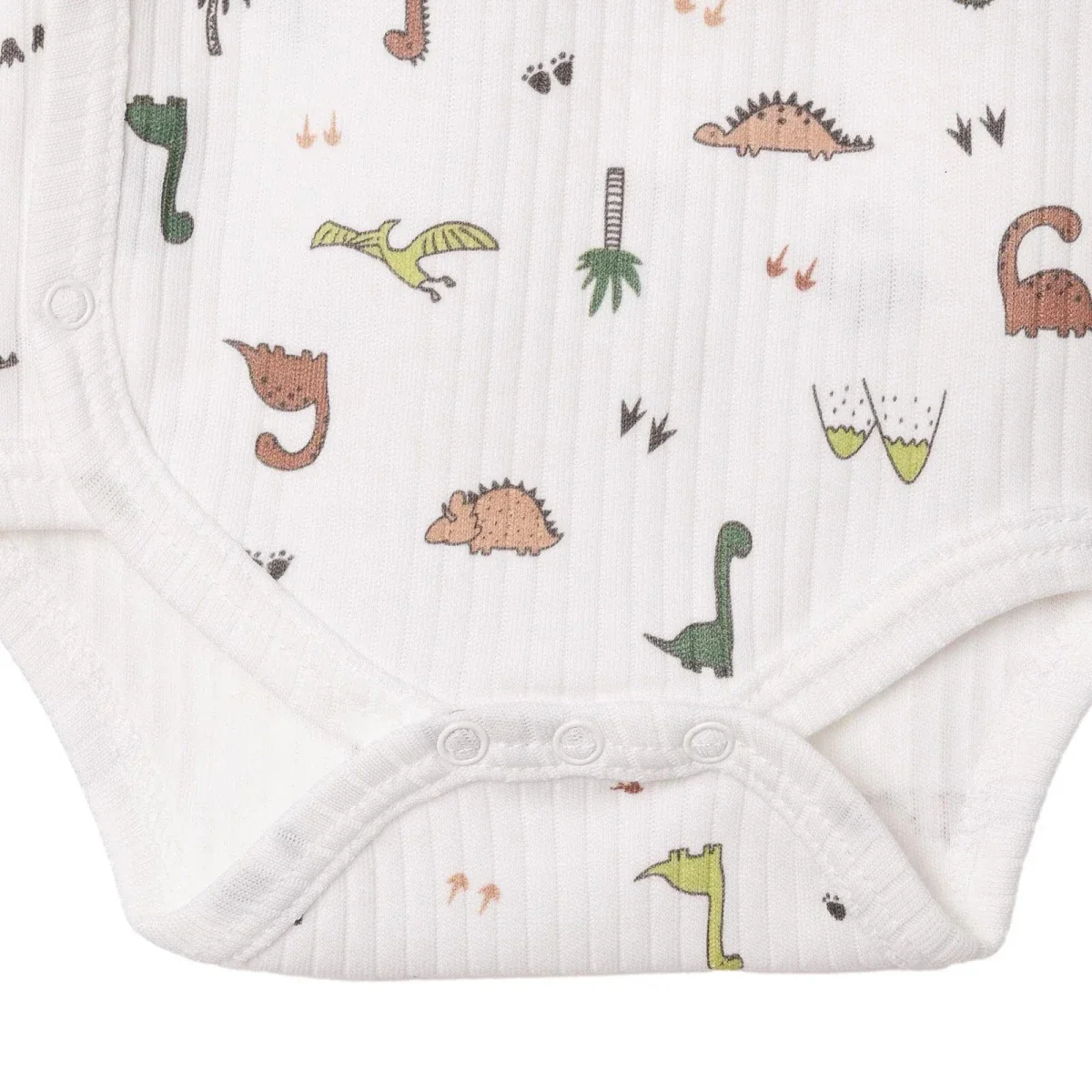 Tiffany Boys Bodysuit Dinosaur with Poppers V-Neck Long Sleeve - Ecru - Image 5