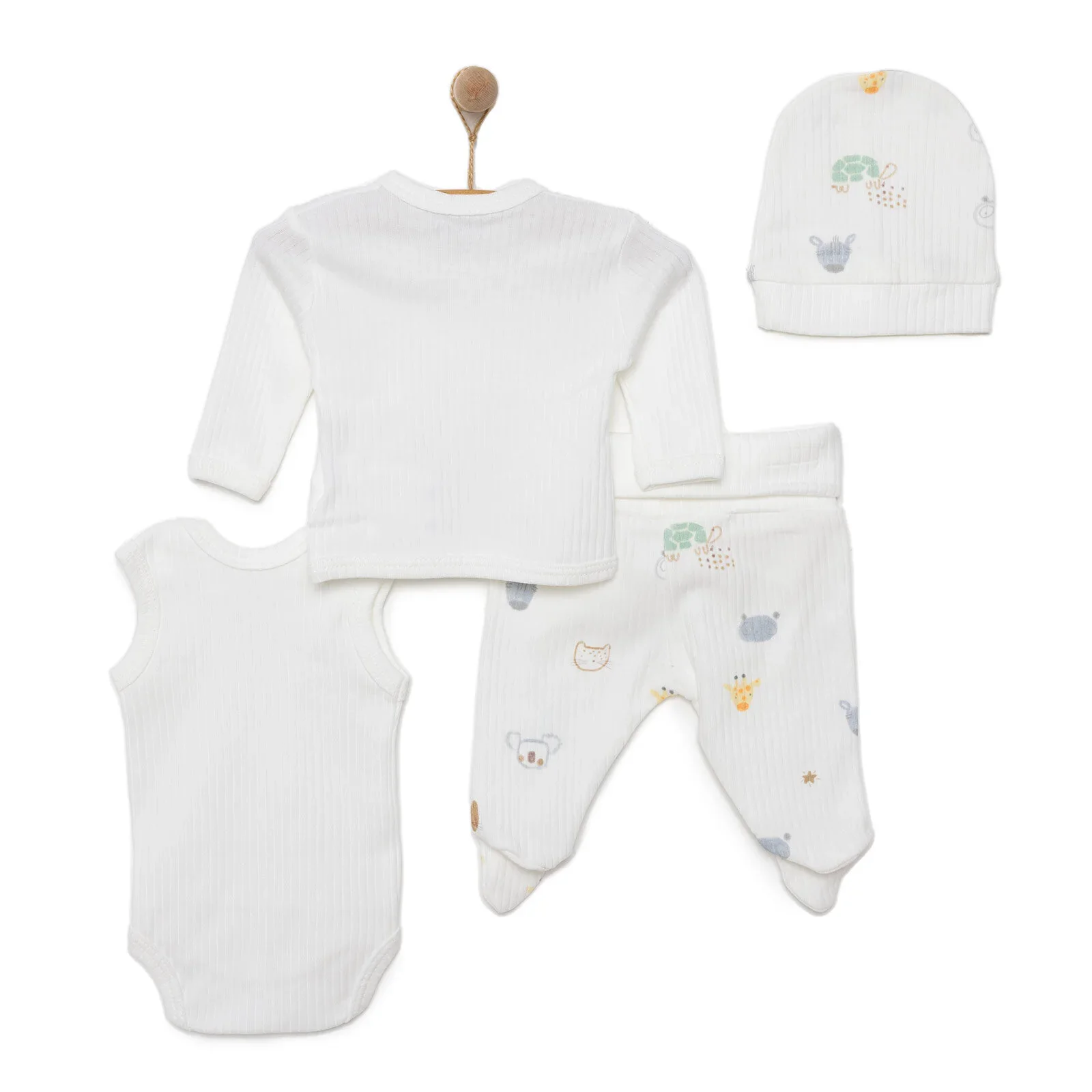 Tiffany 100% Cotton Tiny Baby Set - Ecru - Image 2