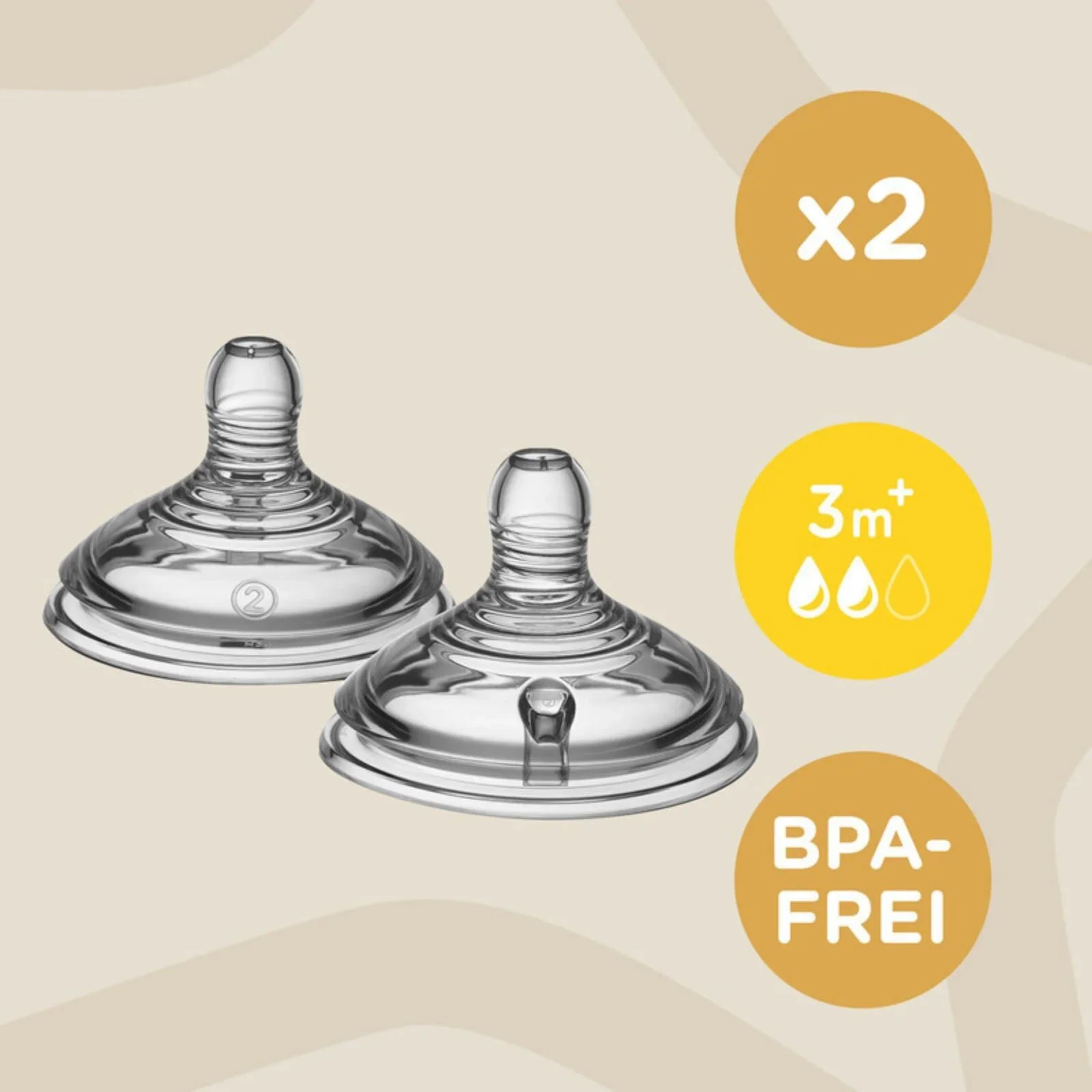 Tommee Tippee Closer to Nature Teat Medium Flow 3+ months Pack of 2 - Image 3