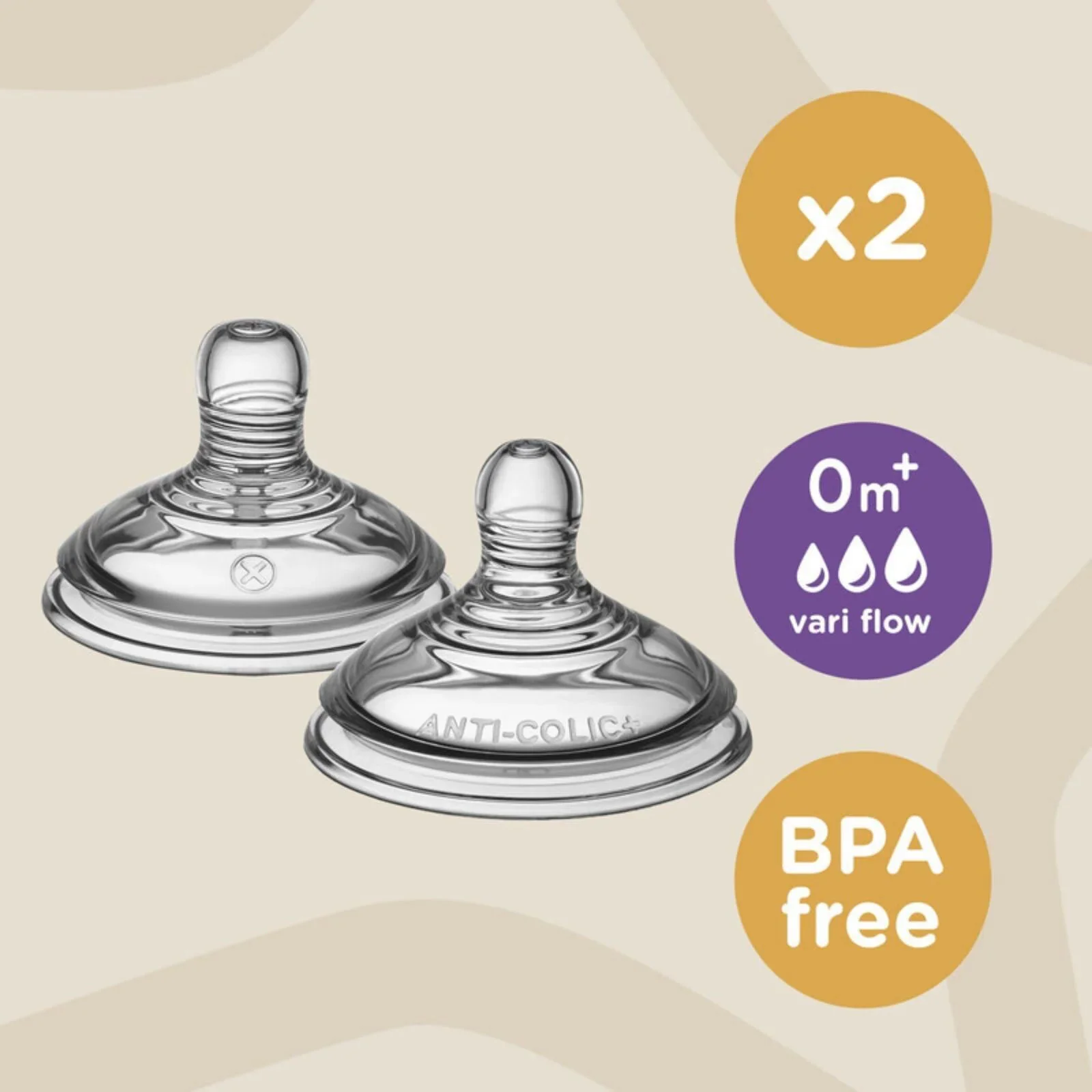 Tommee Tippee Closer to Nature Vari Flow Teat 0+ months Pack of 2 - Image 3