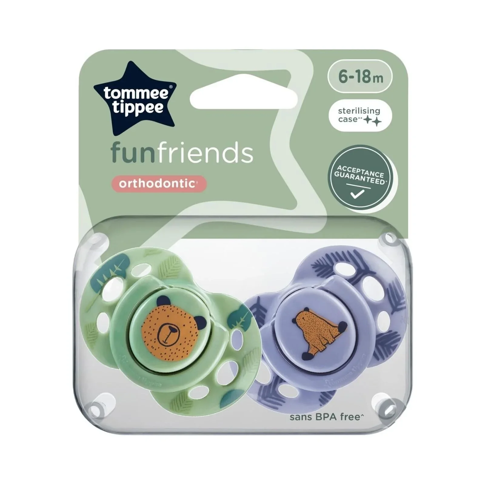 Tommee Tippee Fun Style Soother 6-18 months Pack of 2 Assorted - Image 2