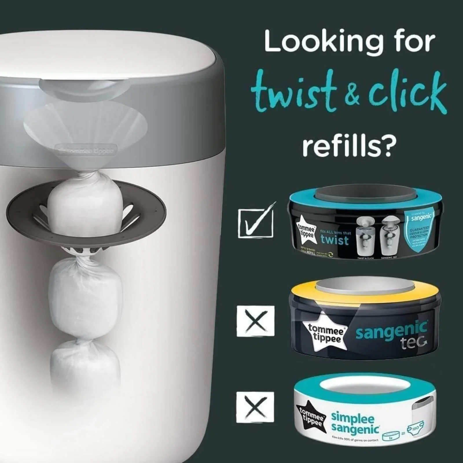 Tommee Tippee Sangenic Twist and Click Cassettes 3 pcs - Image 7