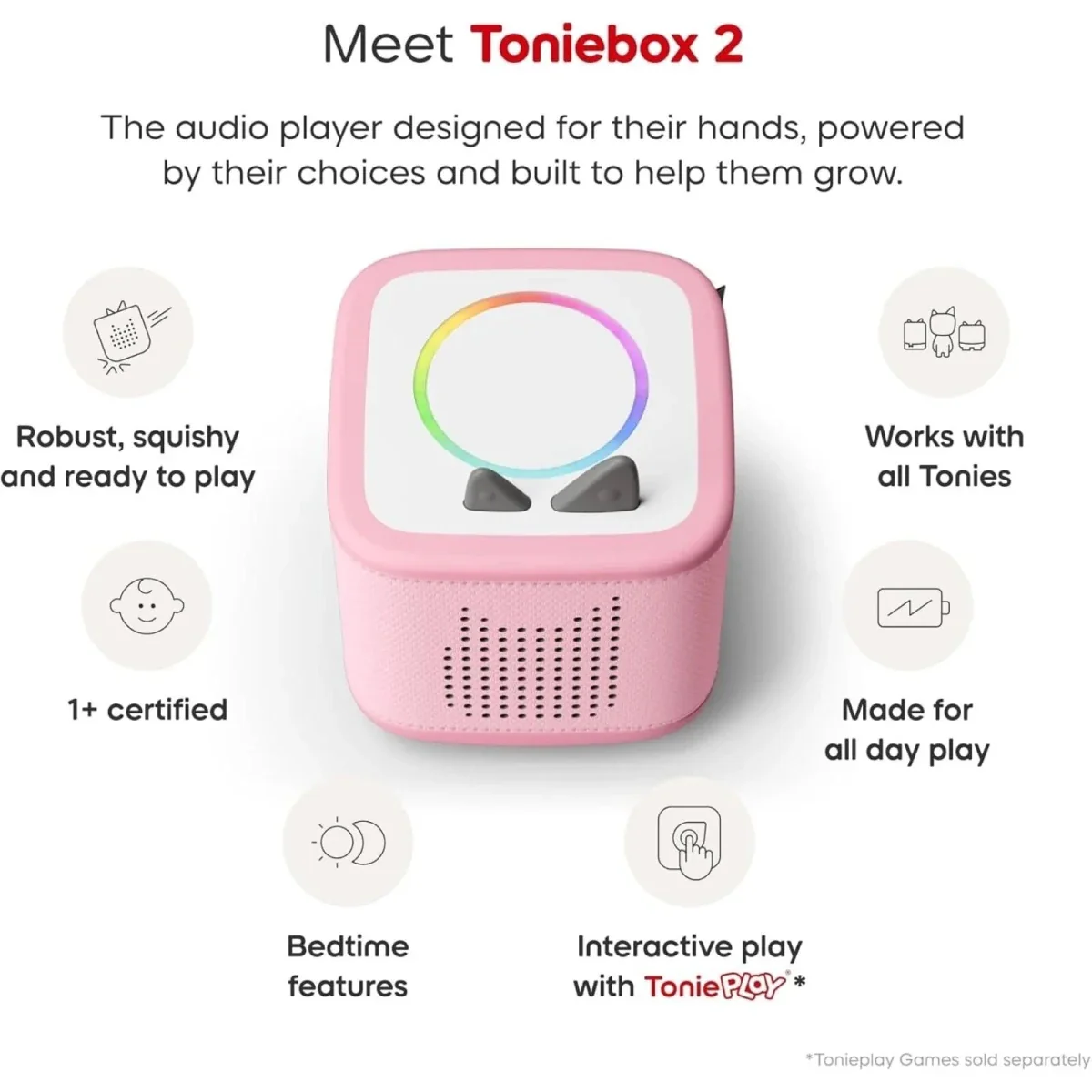 Tonies Toniebox 2 Cloud Starter Set with Creative Tonie Rubie - Pink - Image 4