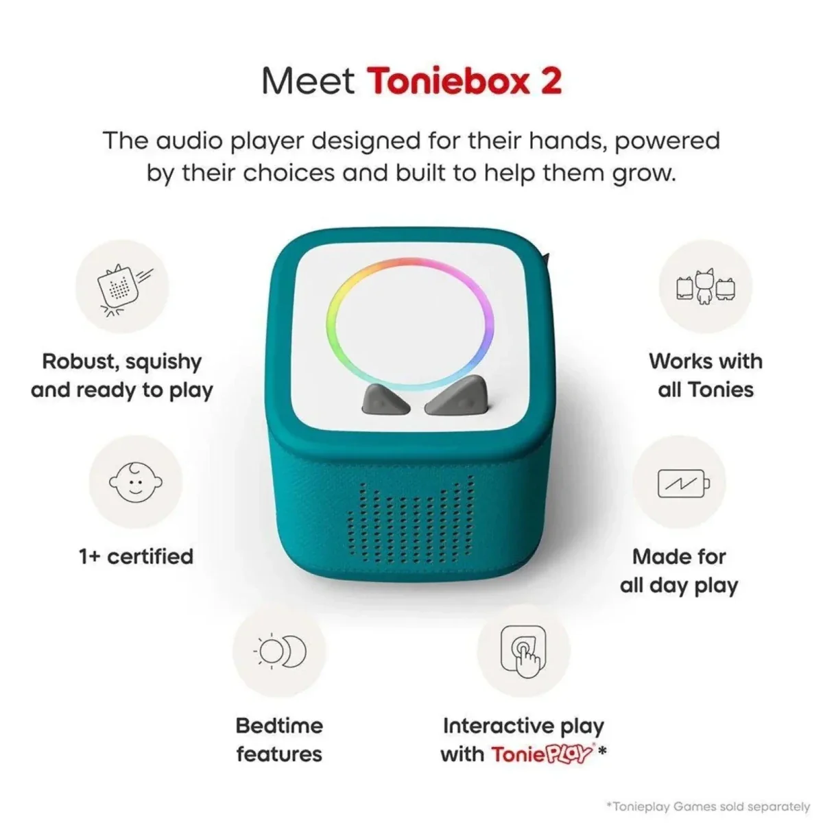 Tonies Toniebox 2 Cloud Starter Set with Creative Tonie Rubie - Tropical Teal - Image 4
