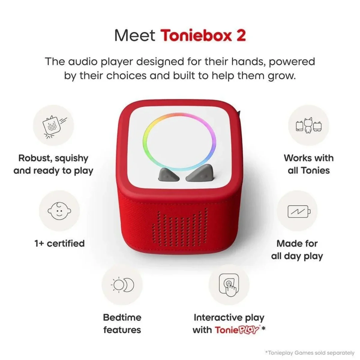 Tonies Toniebox 2 Starter Set with Creative Tonie Rubie - Sunset Red - Image 4