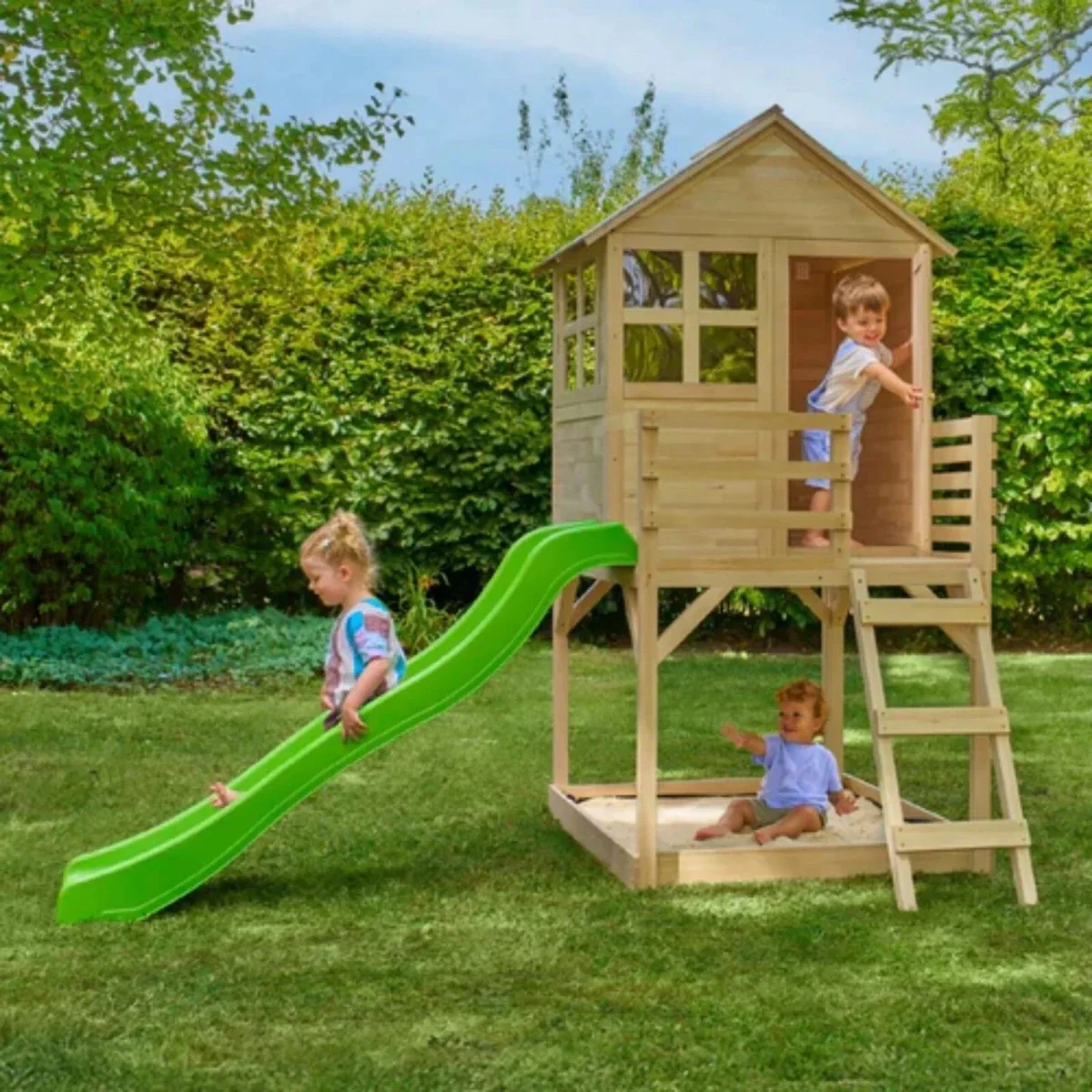 TP Buttercup Wooden Playhouse with Deck & 6ft Slide - Image 2