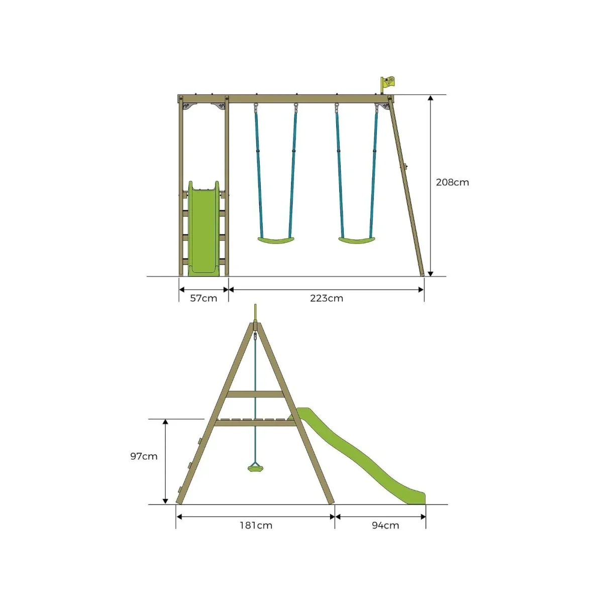 TP Forest Multiplay Wooden Double Swing Set & Slide - Image 8