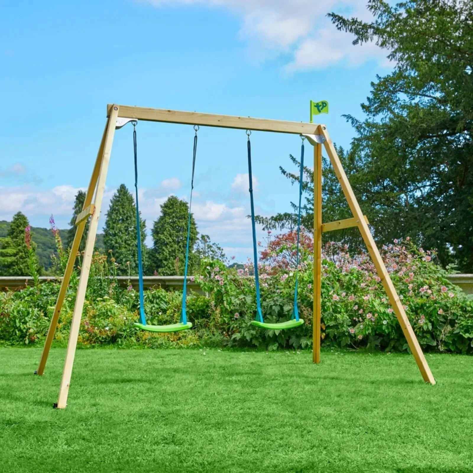 TP Forest Wooden Double Swing Set - Image 2