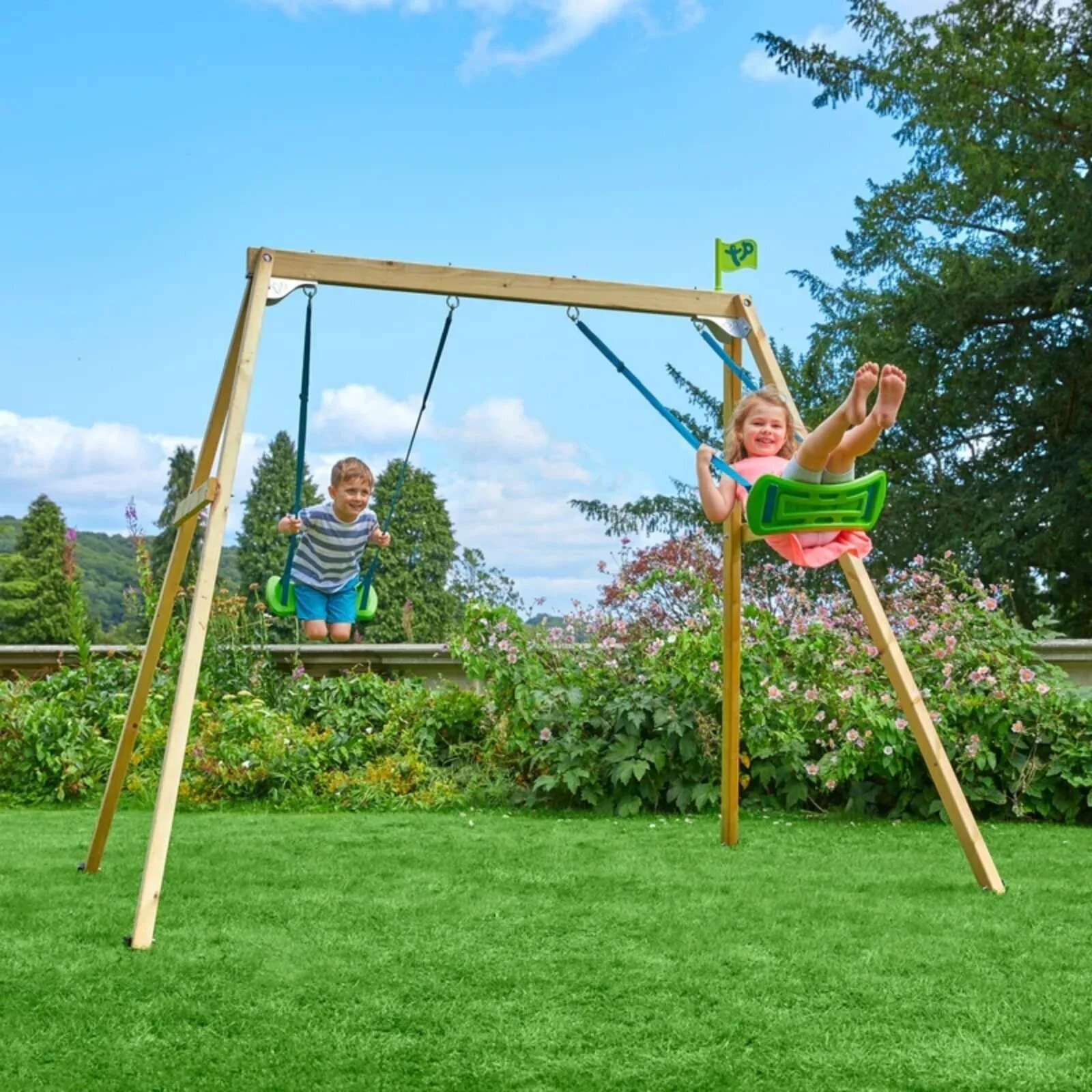TP Forest Wooden Double Swing Set - Image 3