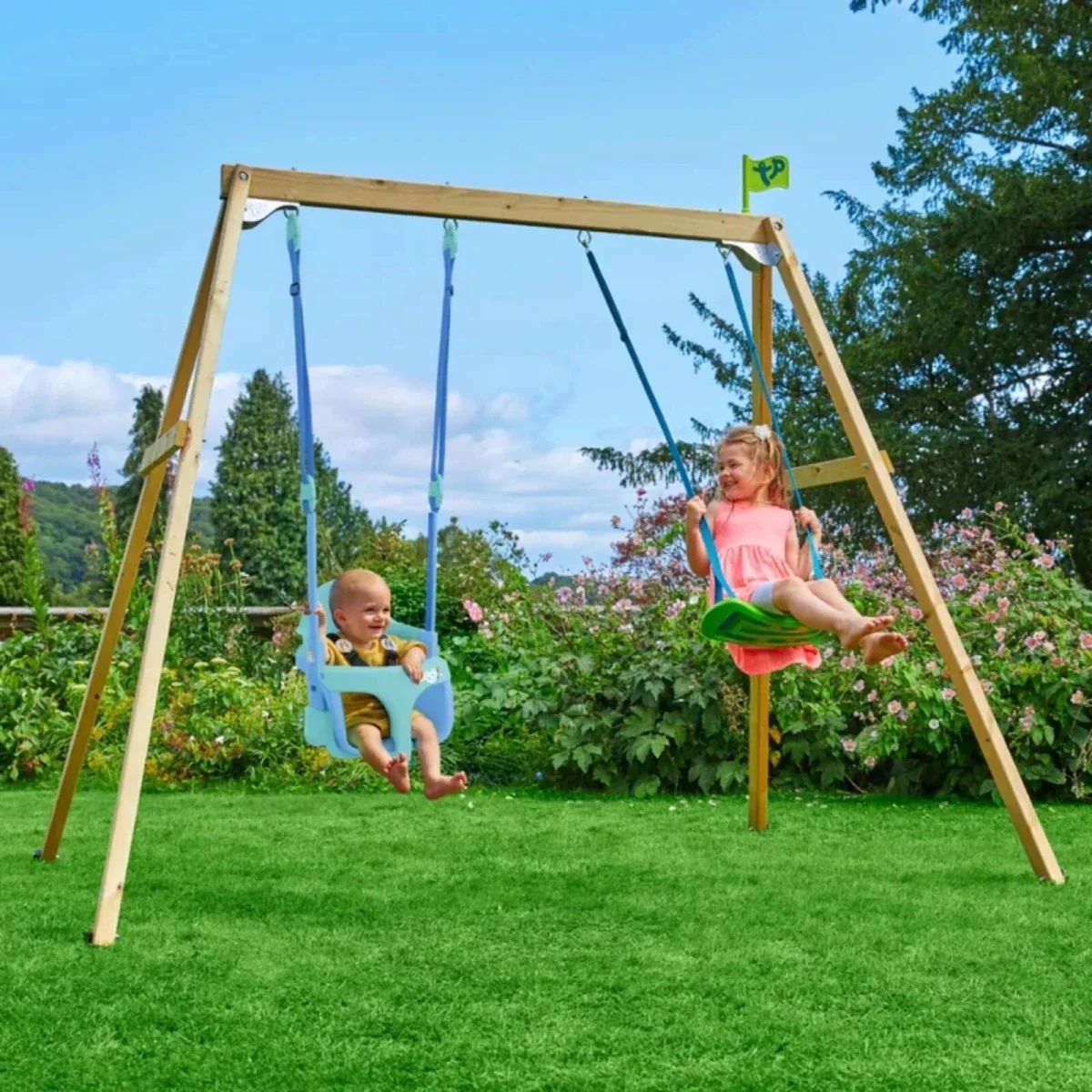 TP Forest Wooden Double Swing with Bluey Quadpod - Image 2
