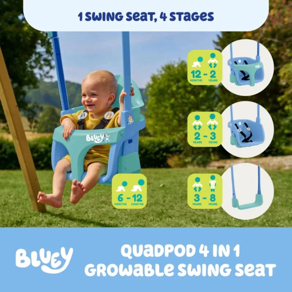 TP Forest Wooden Single Swing with Bluey Quadpod - Image 3