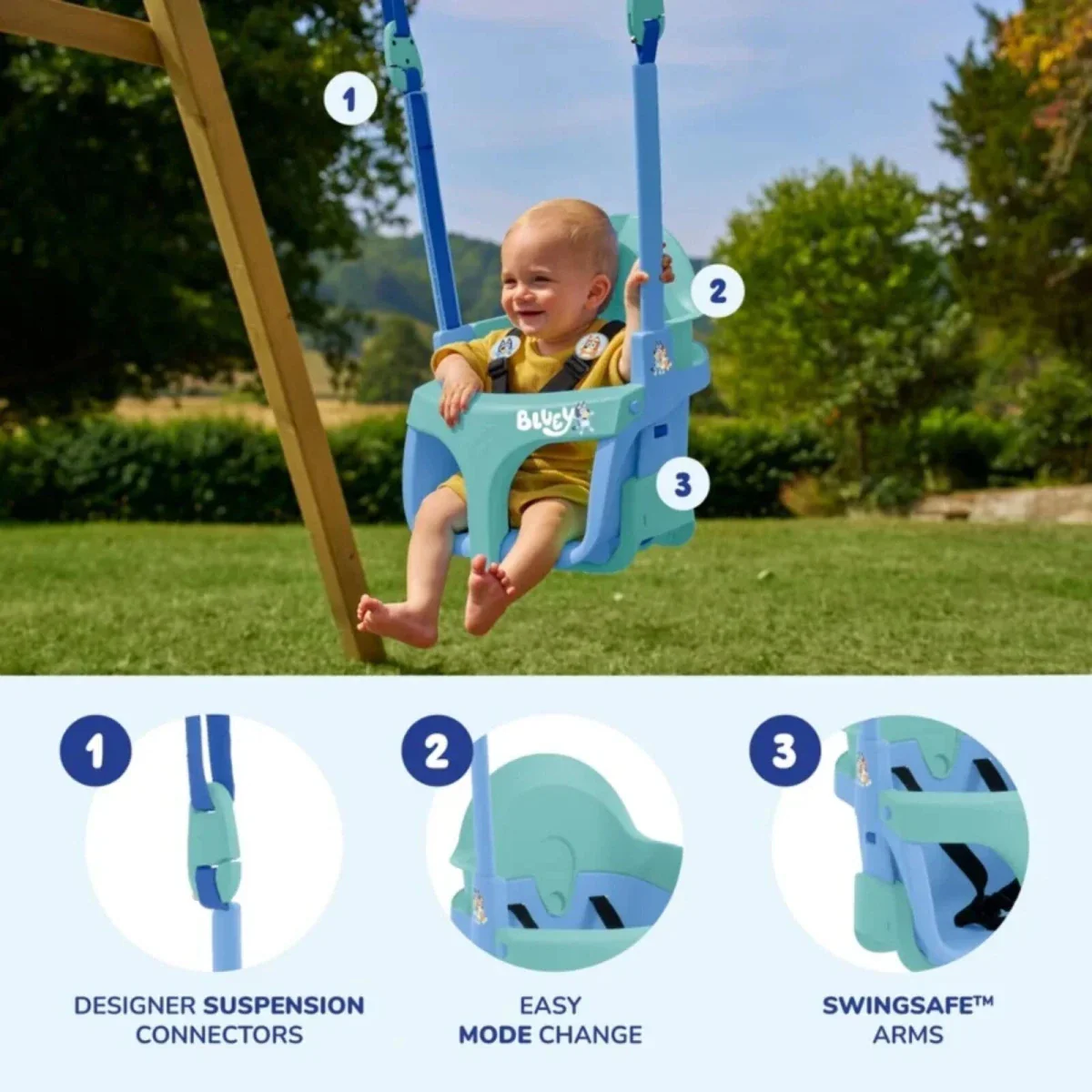 TP Forest Wooden Single Swing with Bluey Quadpod - Image 4