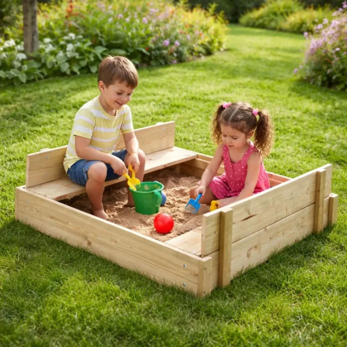 TP Wooden Lidded Sandpit - Image 3