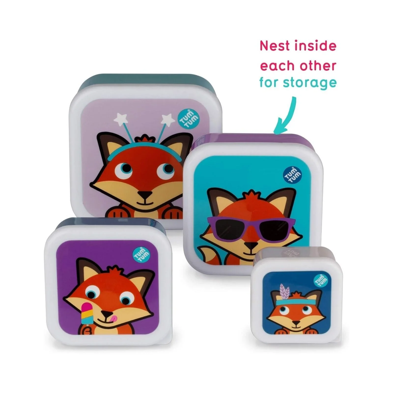 TUM TUM Nesting Snack Pots Pack of 4 - Felicity Fox - Image 2