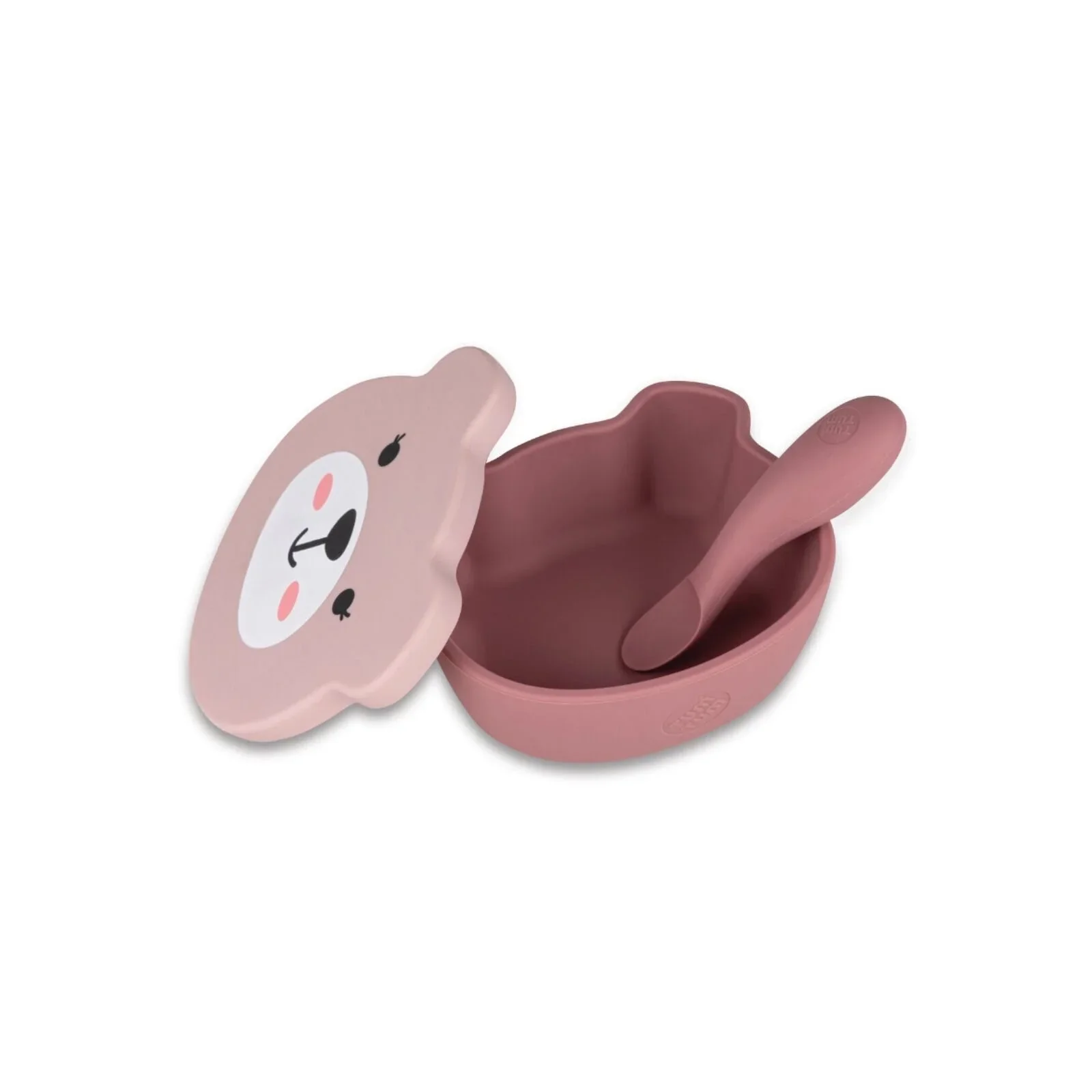 TUM TUM Silicone Weaning Bowl & Spoon Set Betsy Bear - Pink - Image 2