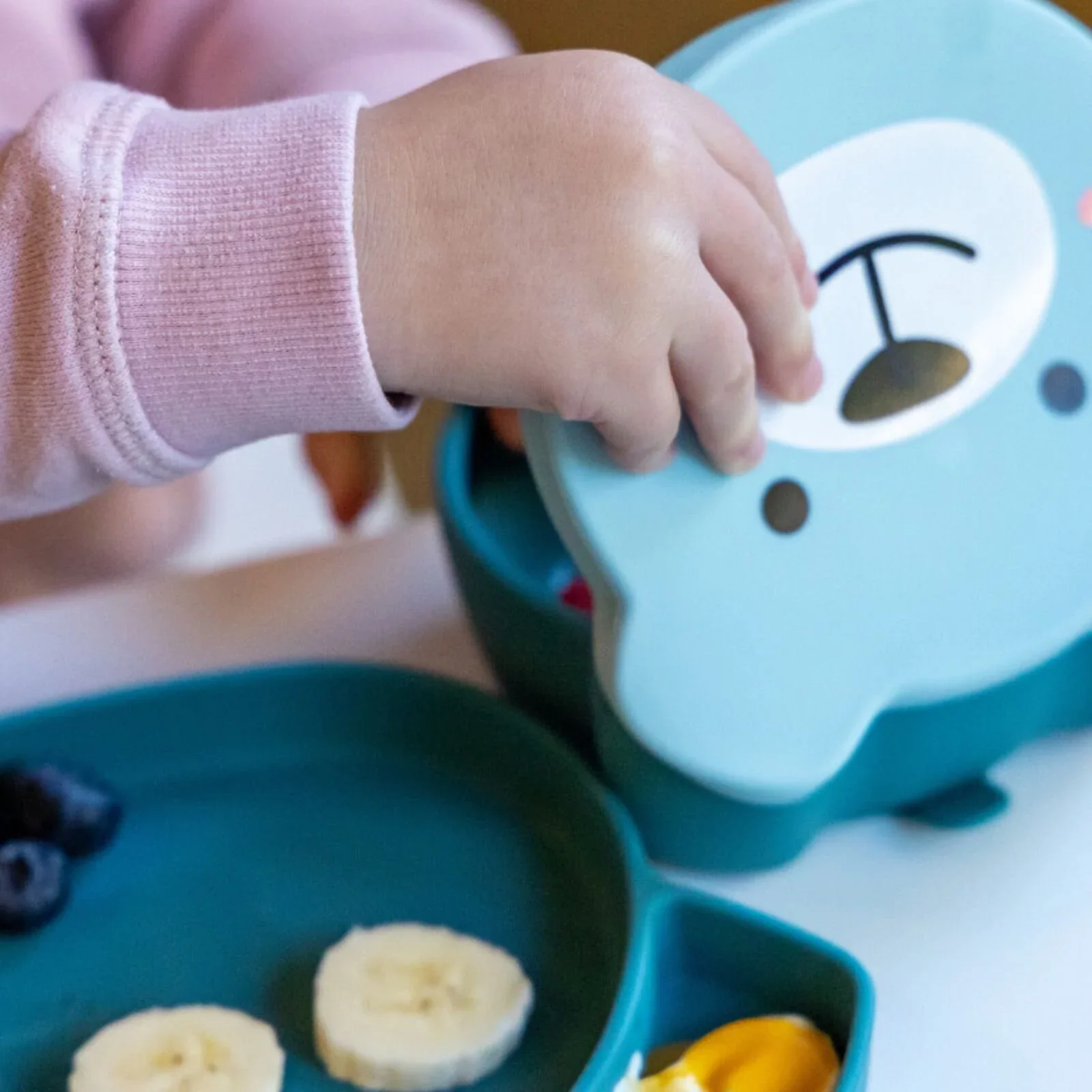 TUM TUM Silicone Weaning Bowl & Spoon Set Boris Bear - Blue - Image 10