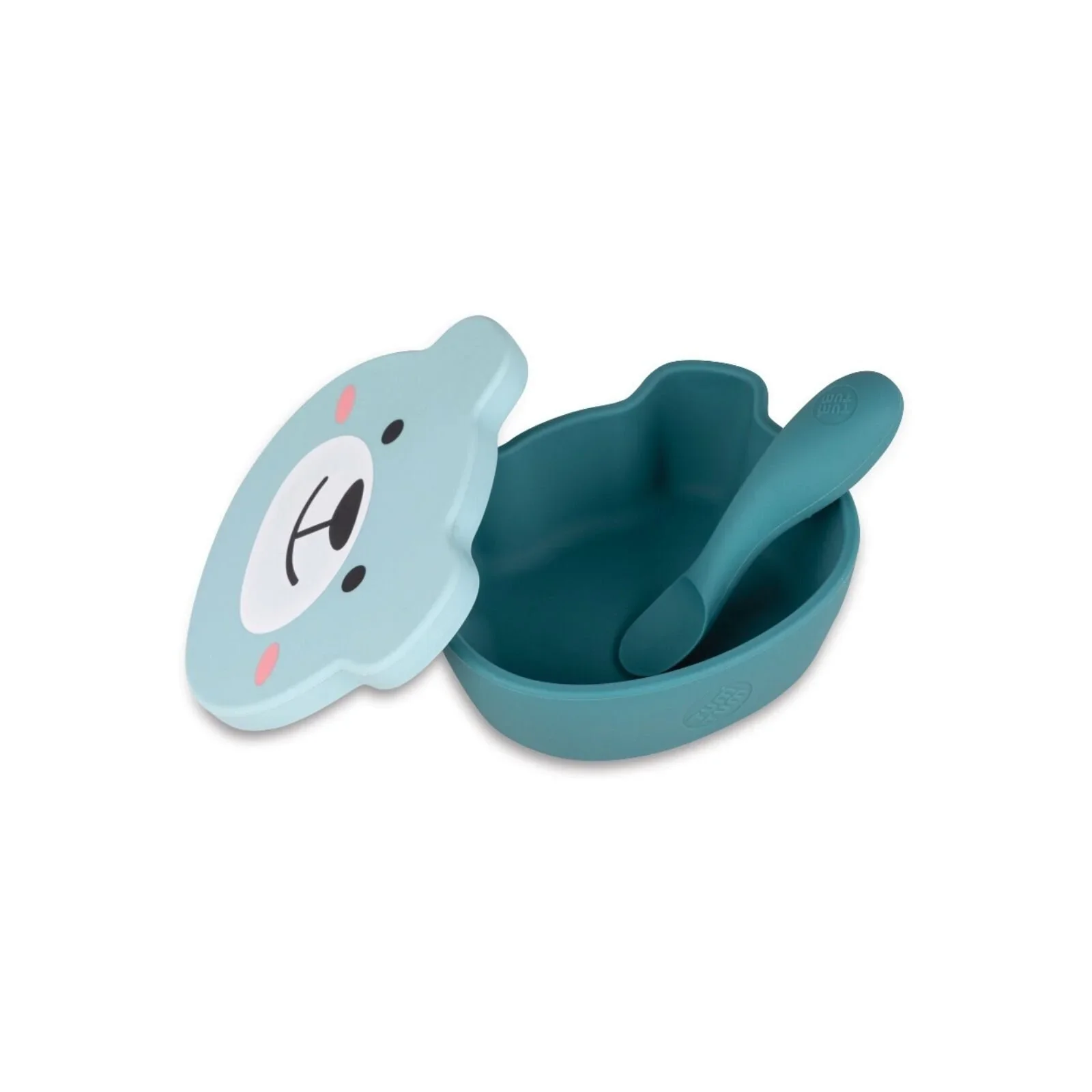 TUM TUM Silicone Weaning Bowl & Spoon Set Boris Bear - Blue - Image 2