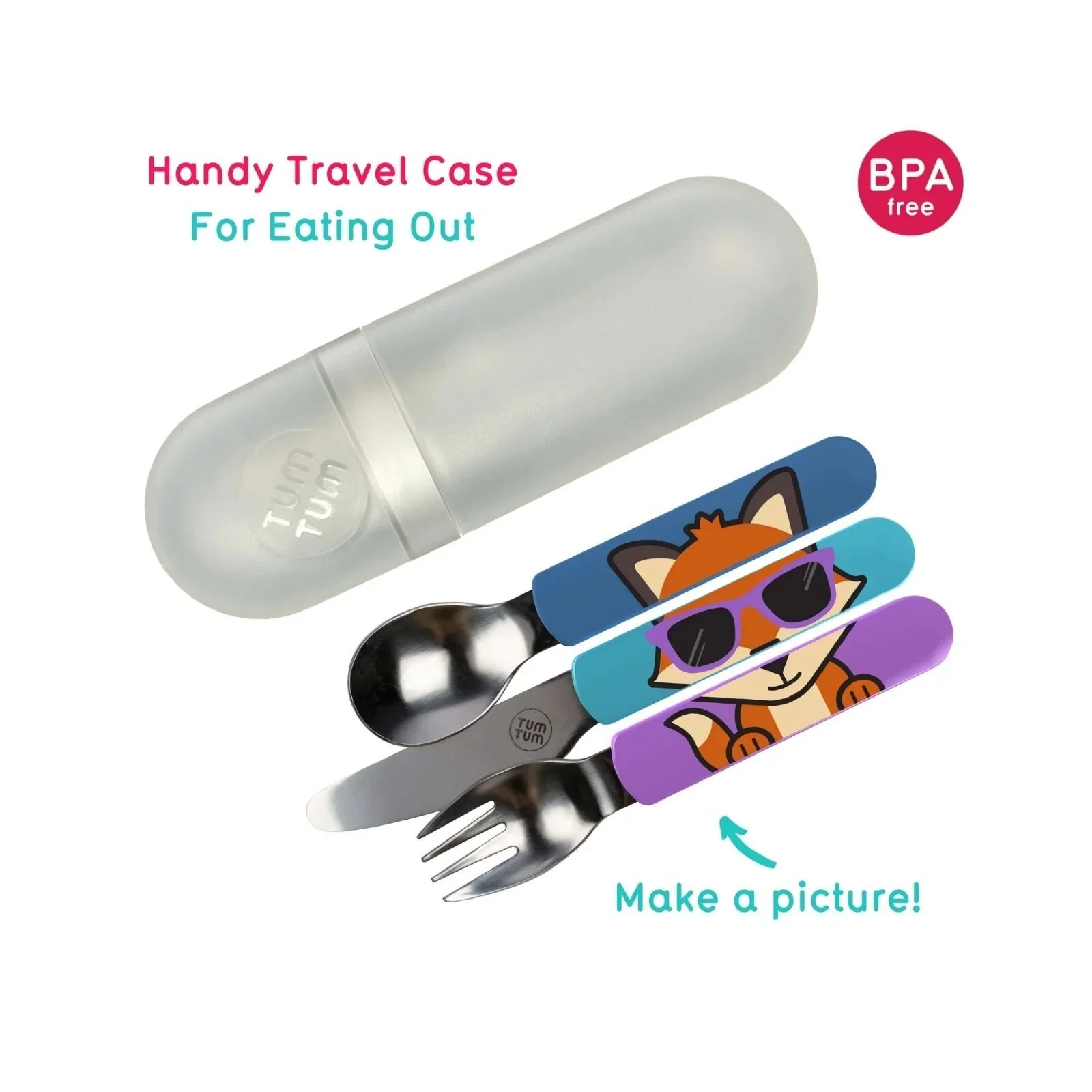 TUM TUM Travel Cutlery Set with Case - Felicity Fox - Image 2
