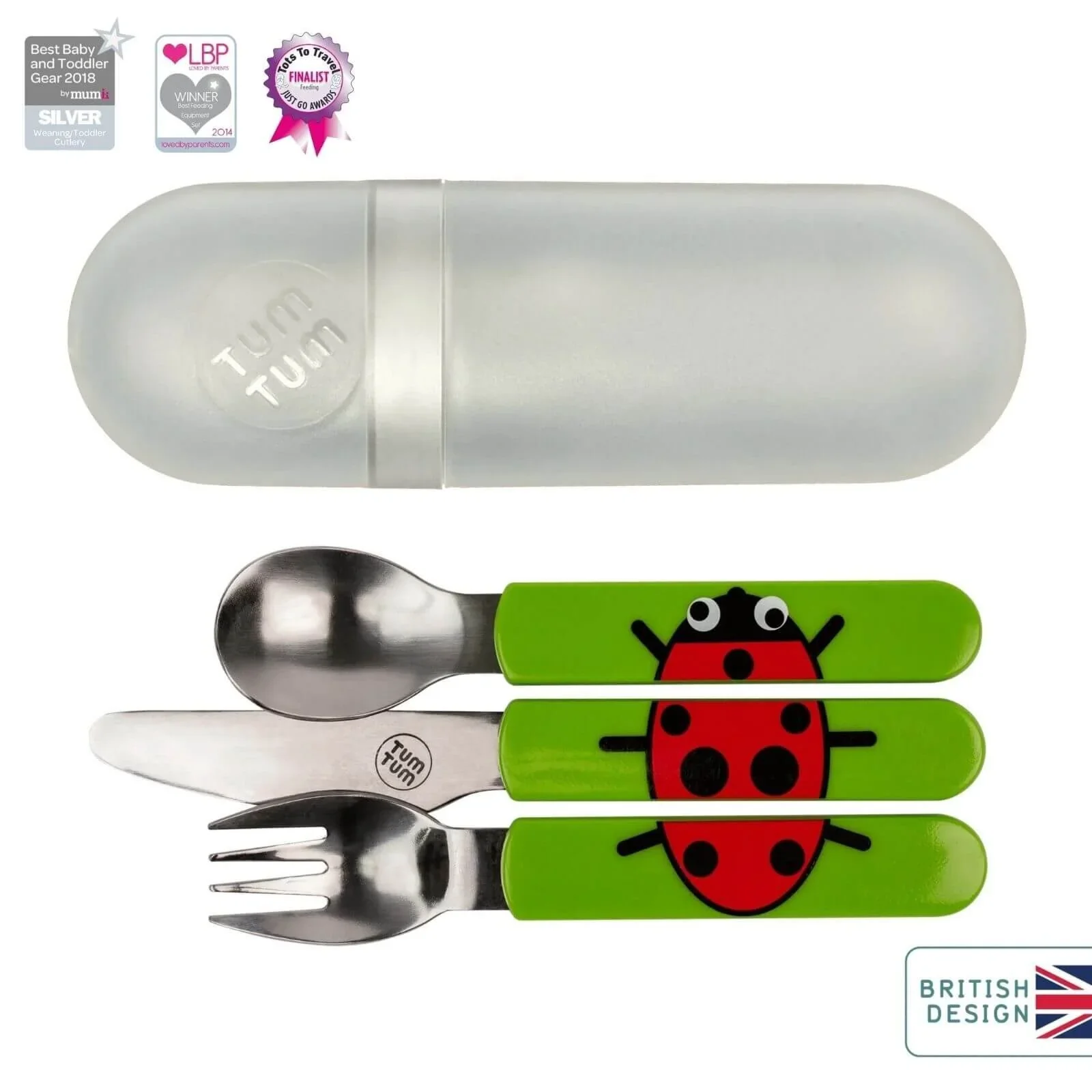 TUM TUM Travel Cutlery Set with Case - Ladybird - Image 4