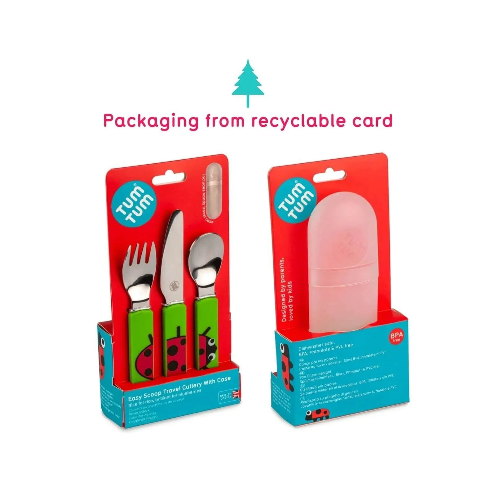 TUM TUM Travel Cutlery Set with Case - Ladybird - Image 5