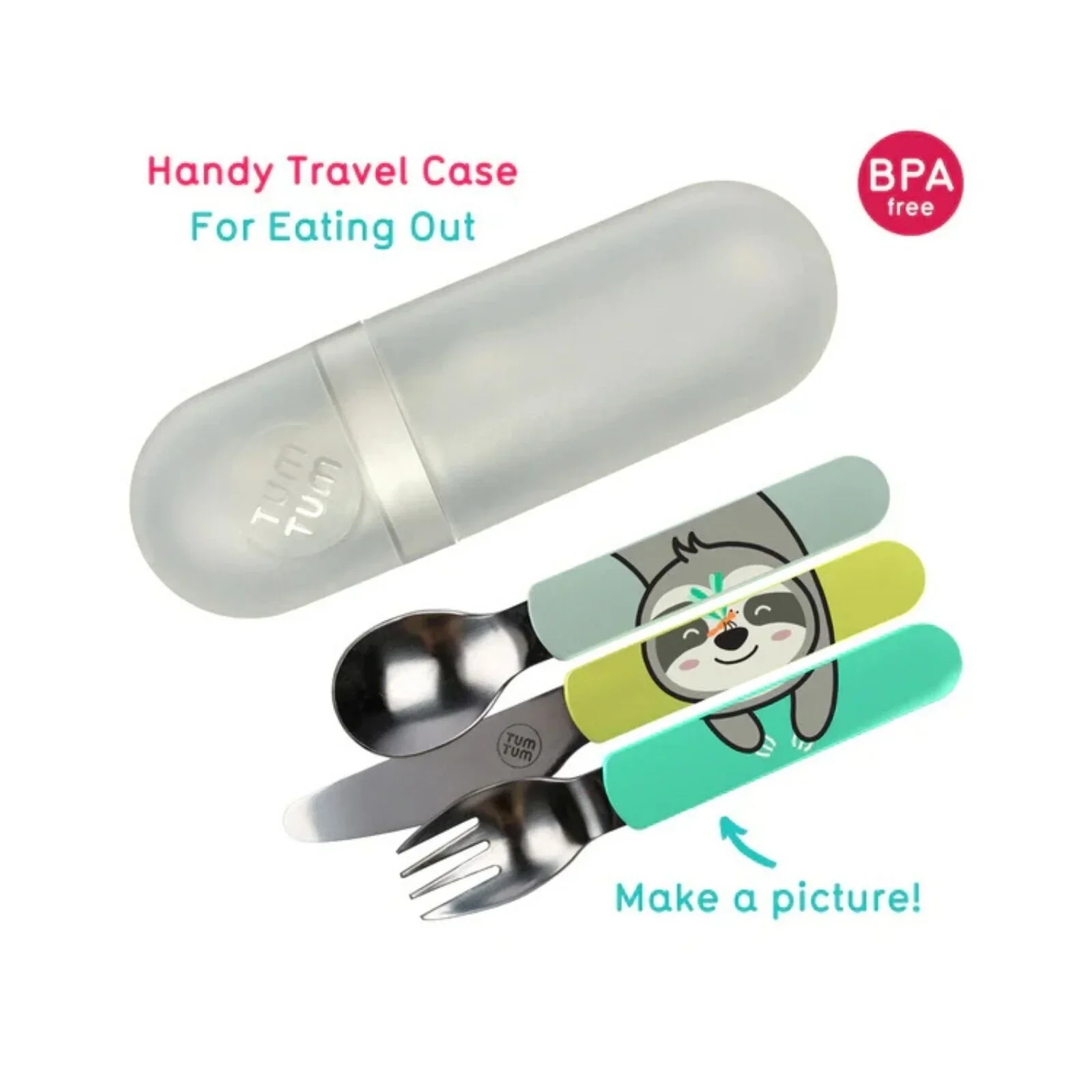 TUM TUM Travel Cutlery Set with Case - Stanley Sloth - Image 3