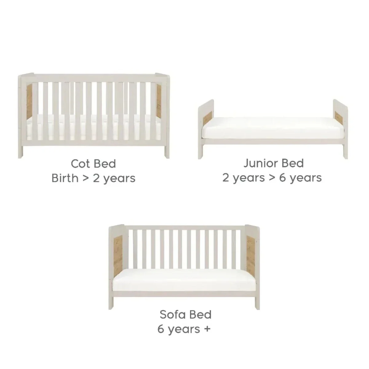 Tutti Bambini Alba Cot Bed - White Sand / Distressed Oak - Image 6
