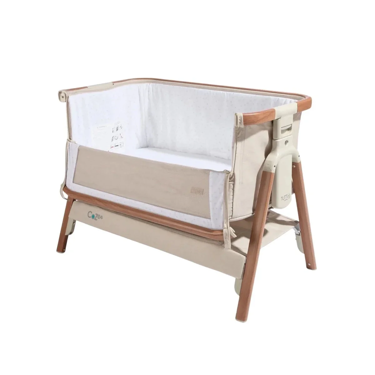 Tutti Bambini Cozee Bedside Crib - Scandinavian Walnut/Ecru - Image 10