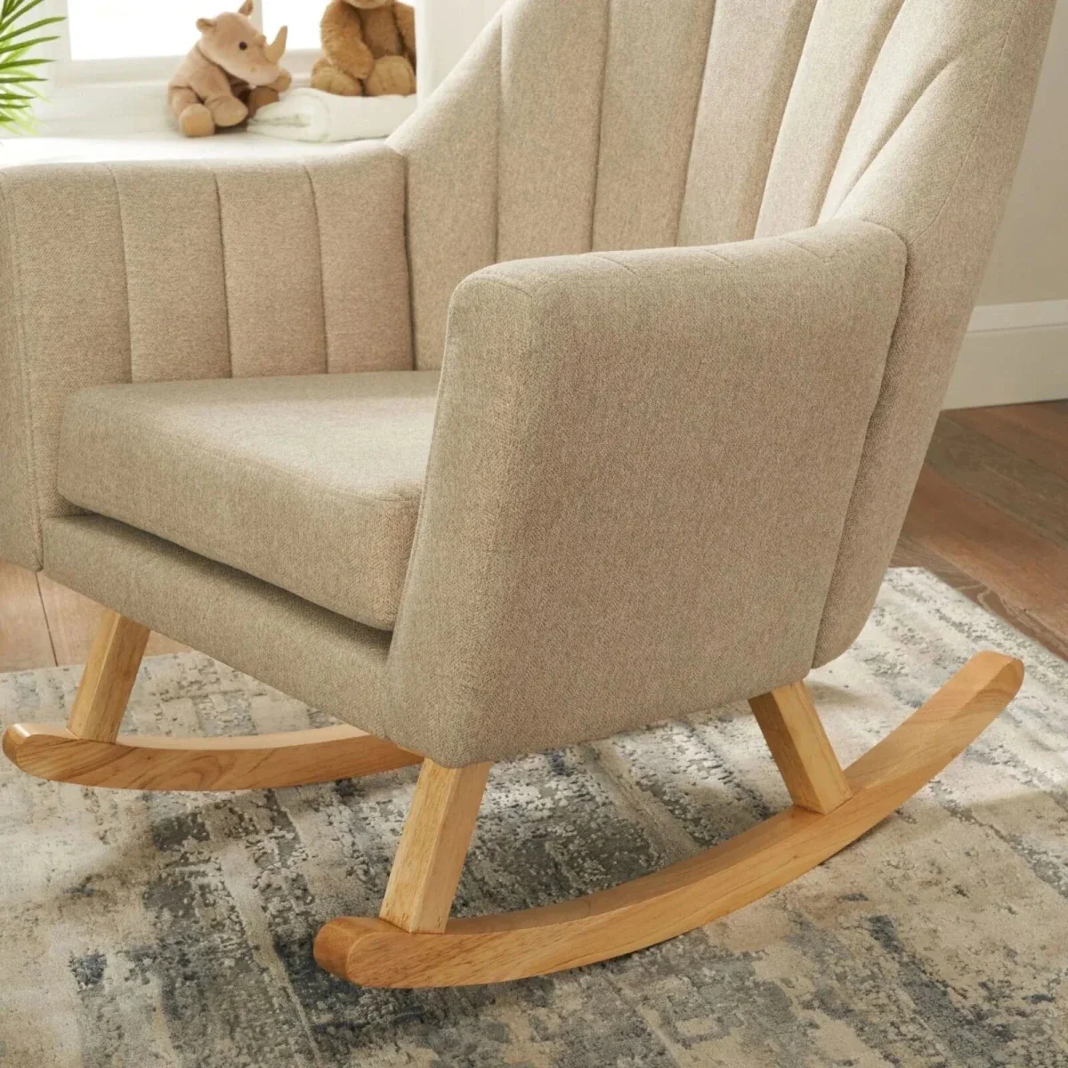 Tutti Bambini Jonah Rocking Chair & Foot Stool - Stone - Image 3