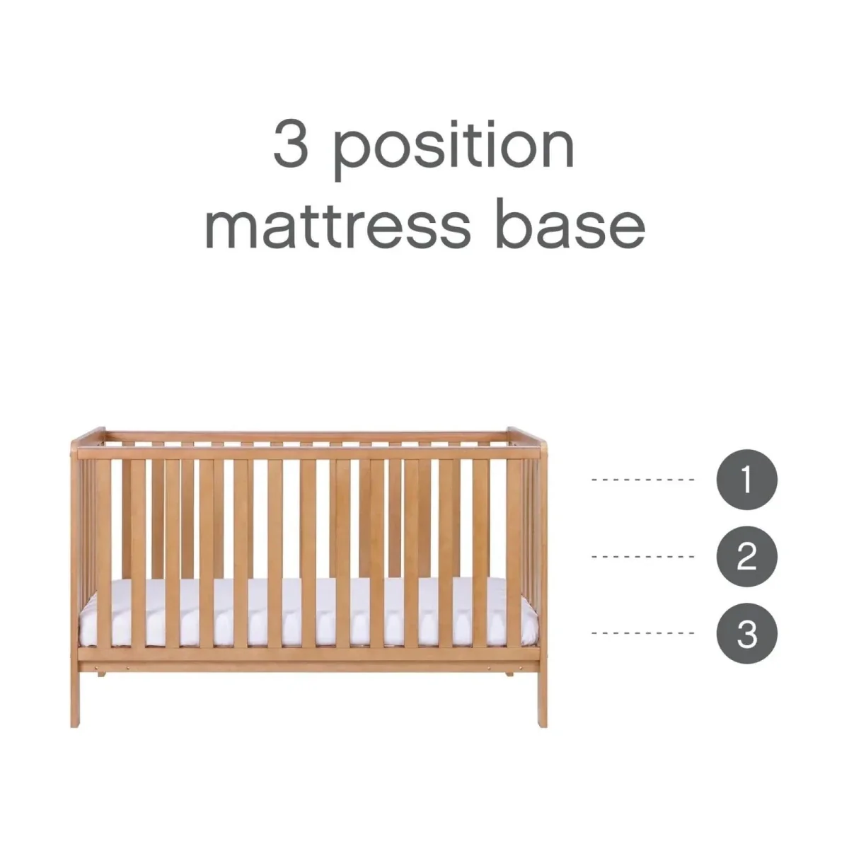 Tutti Bambini Malmo Cot Bed with Rio 2 pcs Furniture Set - Dove Grey/Honey Oak - Image 7