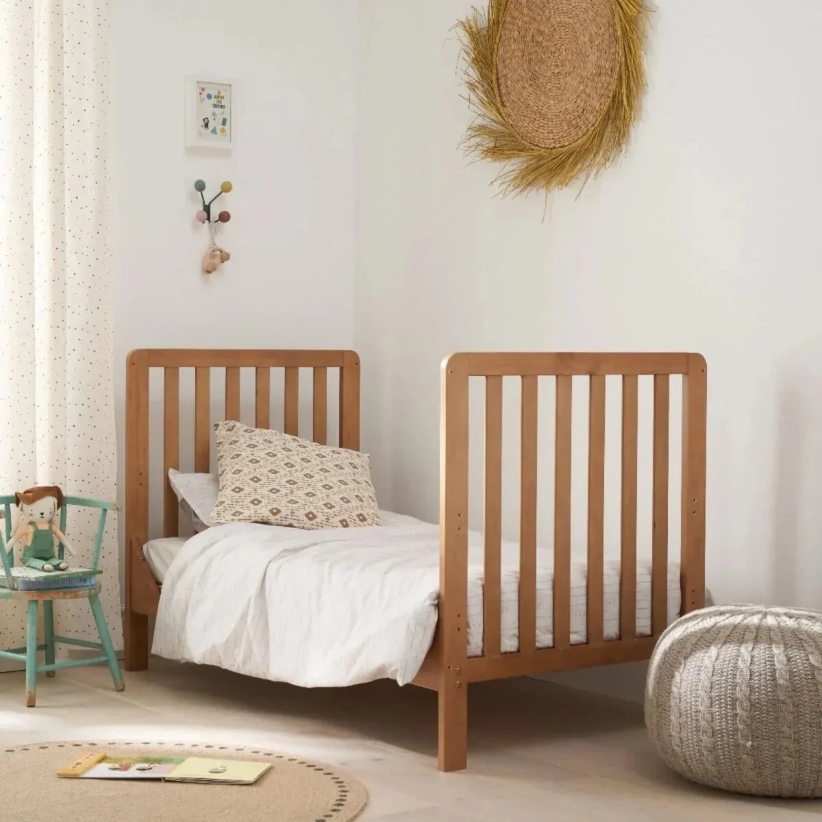 Tutti Bambini Malmo Cot Bed with Rio 3 pcs Furniture Set - Dove Grey/Honey Oak - Image 3