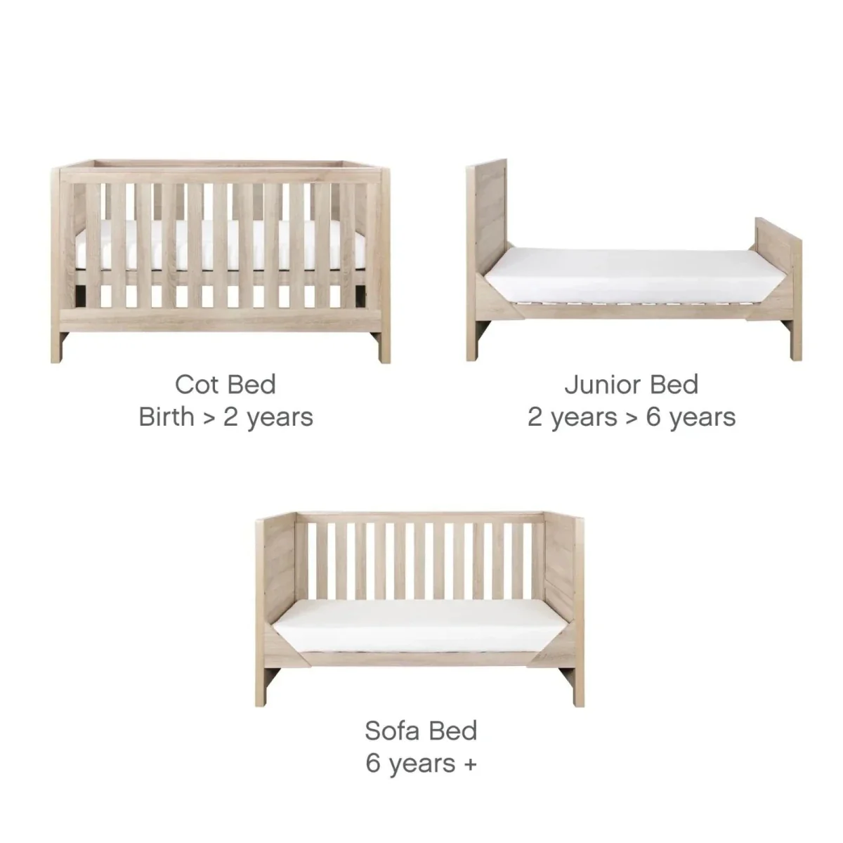 Tutti Bambini Modena 3-in-1 Cot Bed - Oak - Image 4