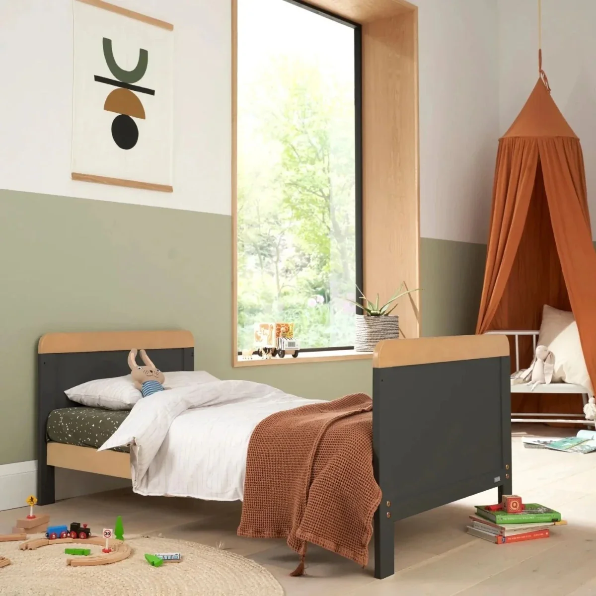 Tutti Bambini Rio Cot Bed with Cot Top Changer & Mattress - Slate/Honey Oak - Image 3