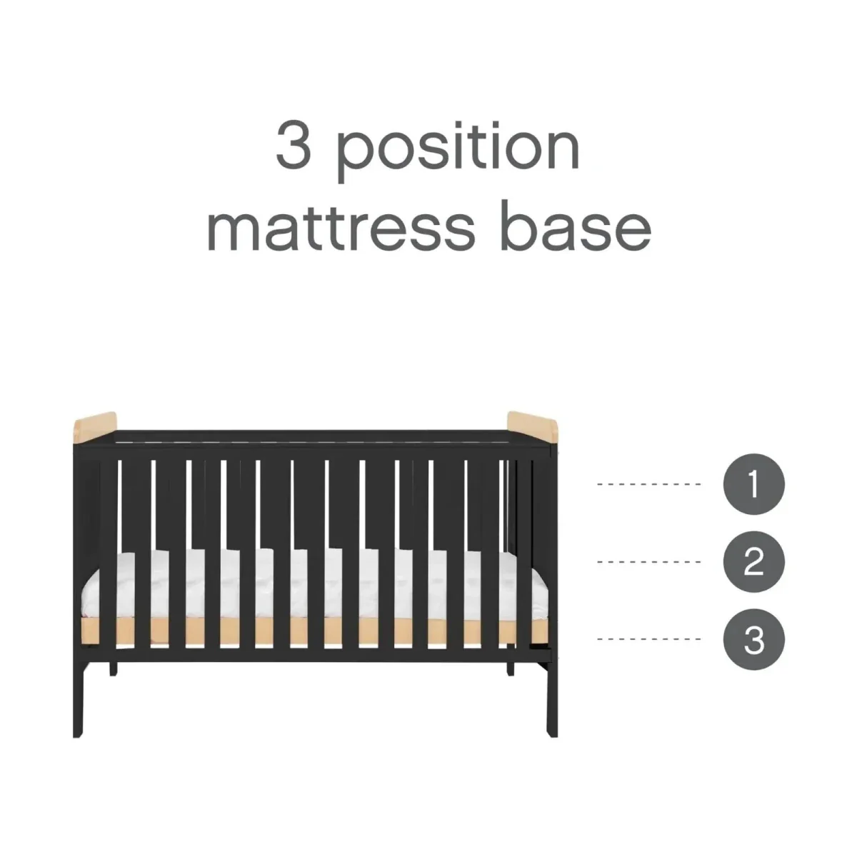 Tutti Bambini Rio Cot Bed with Cot Top Changer & Mattress - Slate/Honey Oak - Image 5