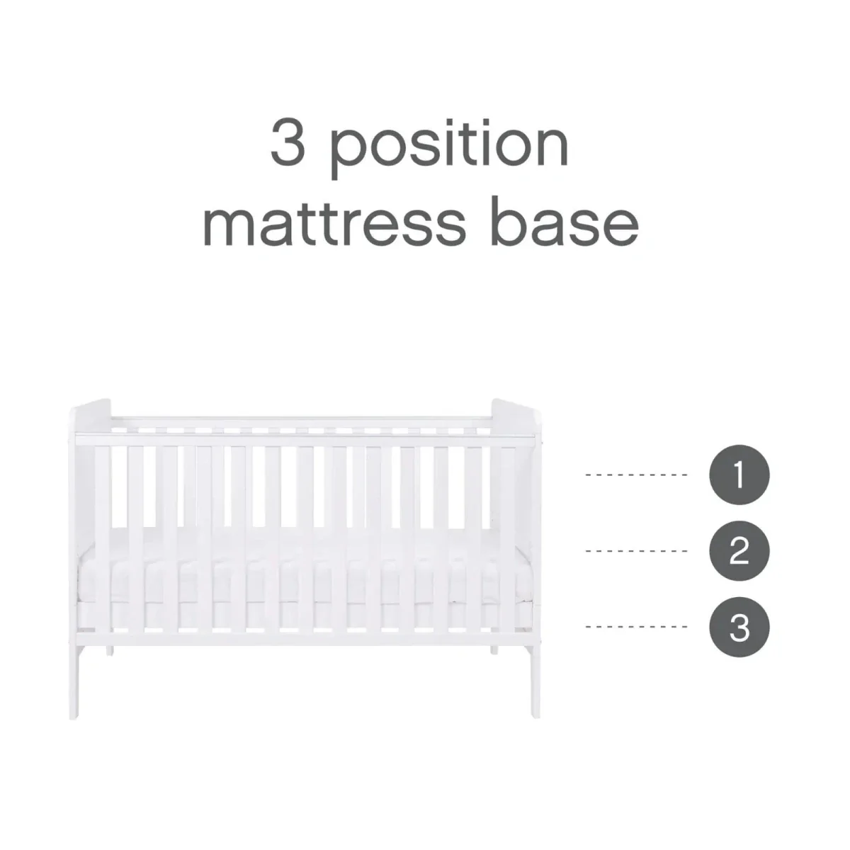 Tutti Bambini Rio Cot Bed with Cot Top Changer & Mattress - White - Image 6
