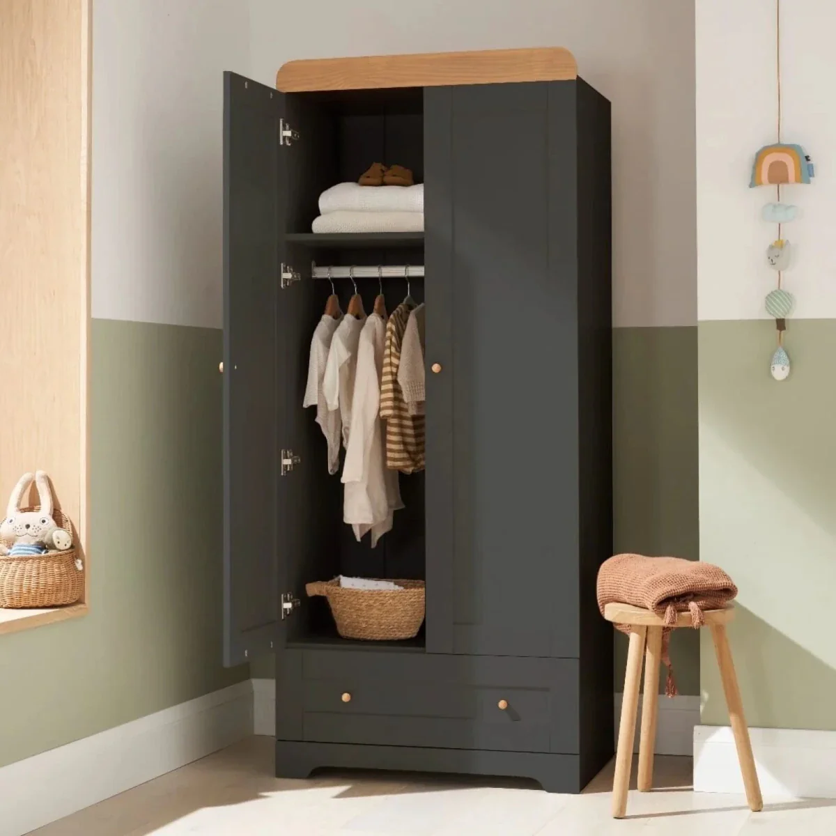 Tutti Bambini Rio Wardrobe - Slate/Honey Oak - Image 6