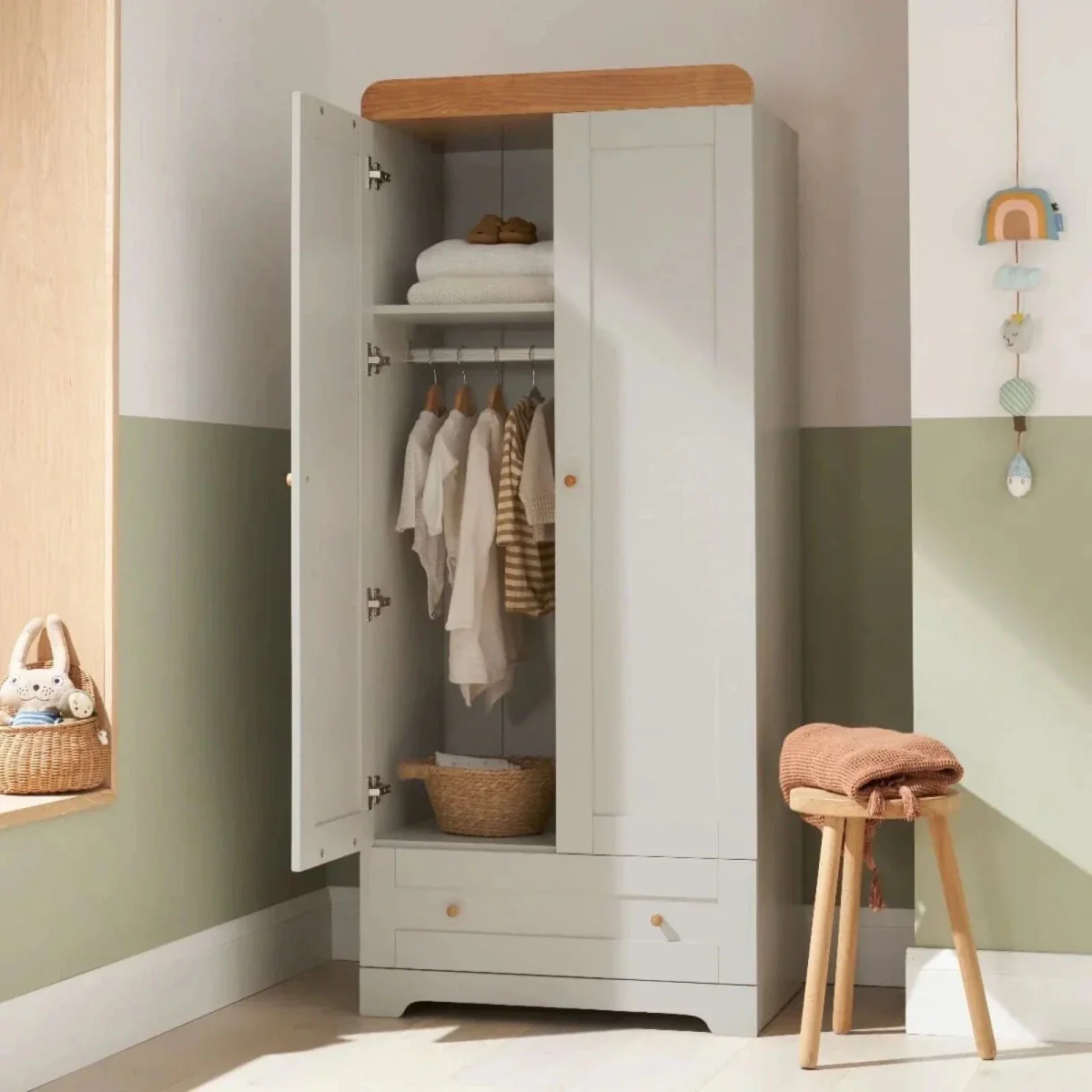 Tutti Bambini Rio Wardrobe - Dove Grey/Honey Oak - Image 5