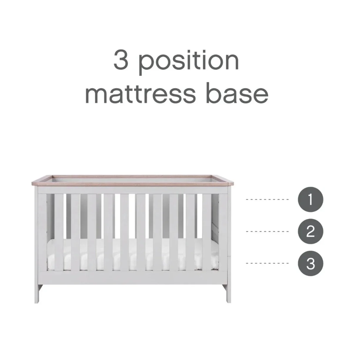 Tutti Bambini Verona Cot Bed - Dove Grey/Oak - Image 7