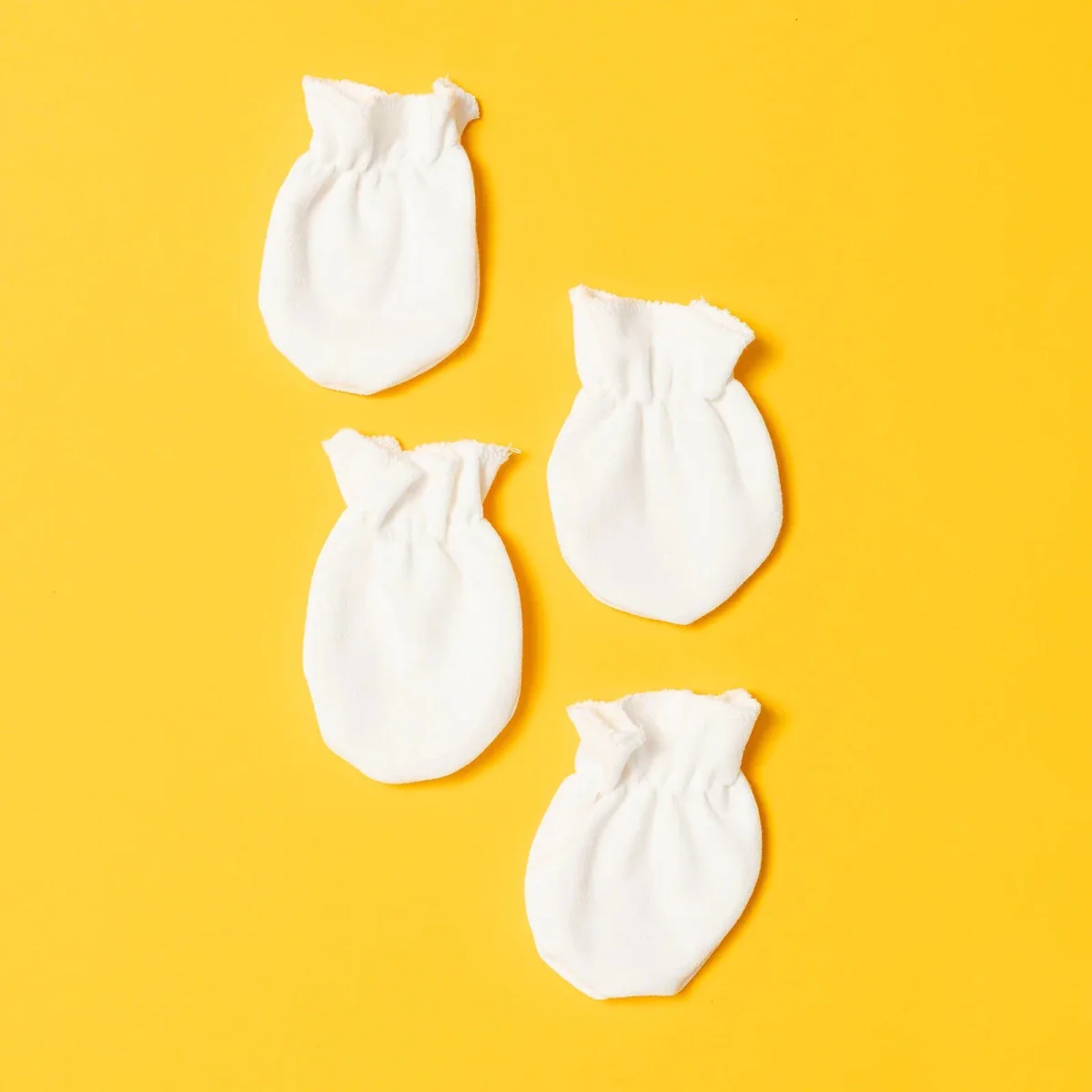 HelloBaby Unisex 100% Cotton Mittens - Ecru - Image 2