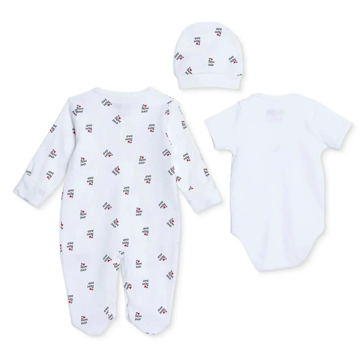 HelloBaby Unisex Sleepsuit Bodysuit & Hat Set Slogan Print - Ecru - Image 2