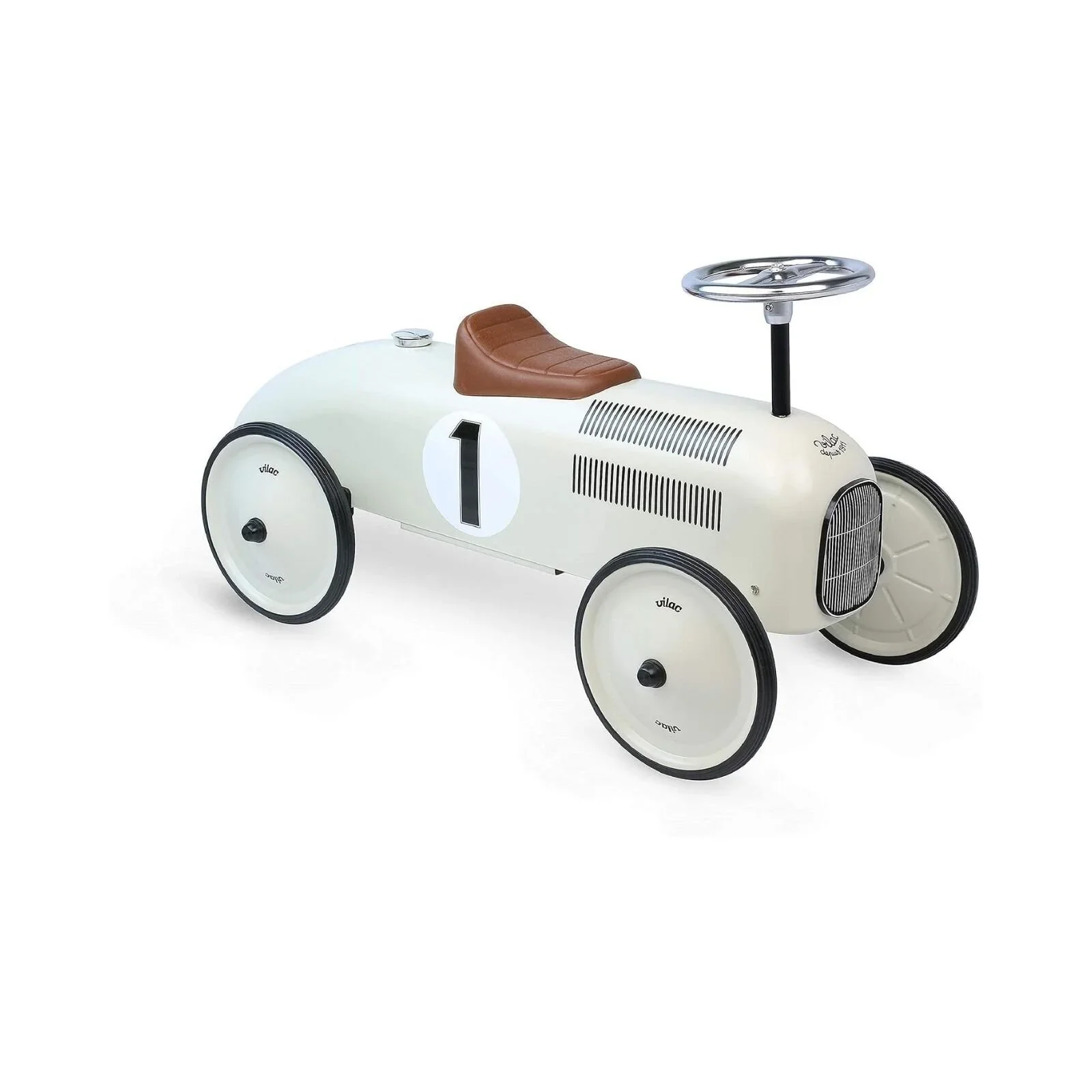 Vilac Ride On Metal Car Toy - Off White - Image 2