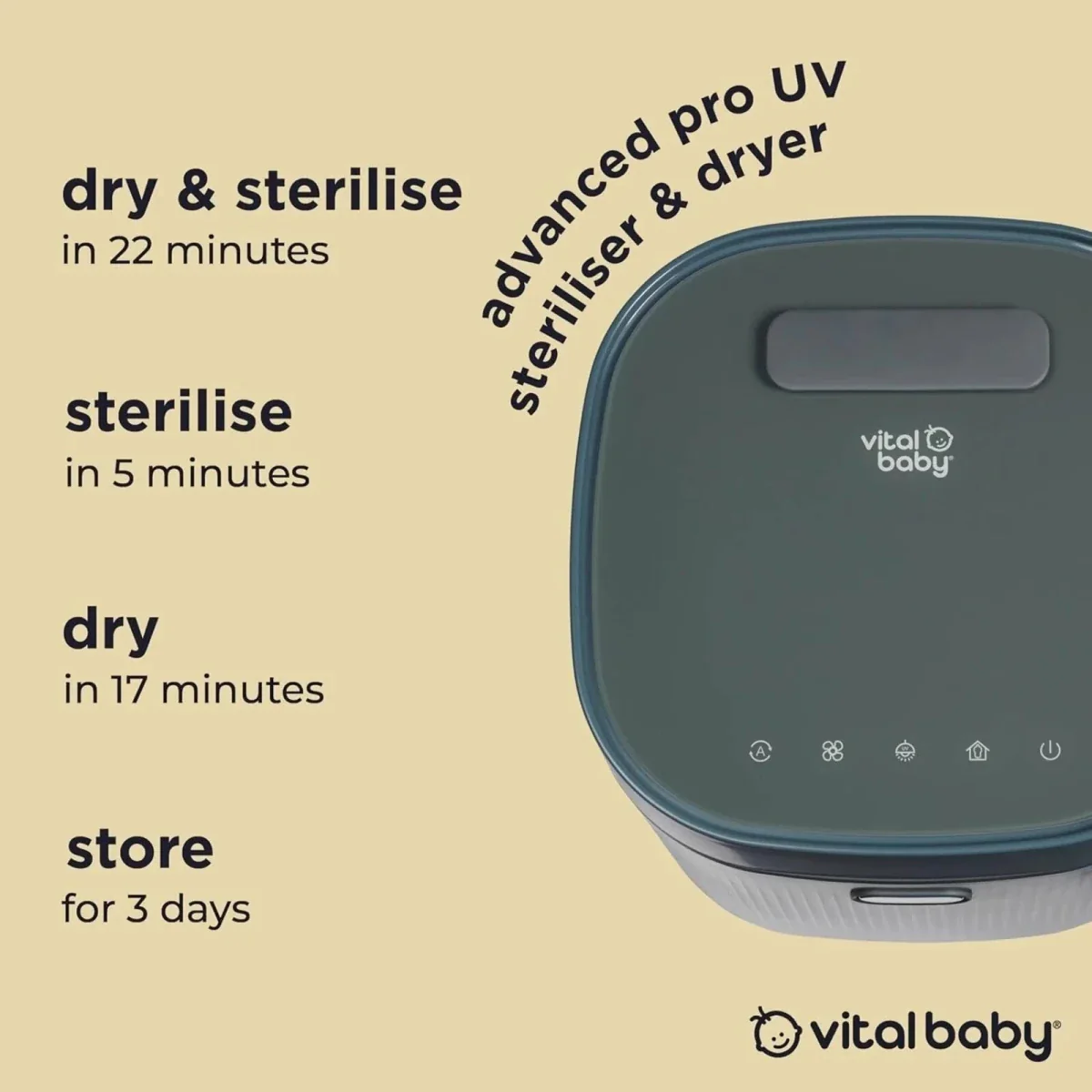 Vital Baby Advanced Pro UV Steriliser & Dryer (3rd Gen) - Smoky Blue - Image 8