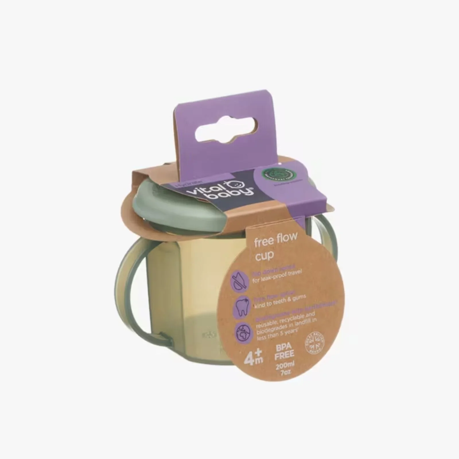 Vital Baby Hydrate Free Flow Cup 200ml - Natural Moss - Image 3