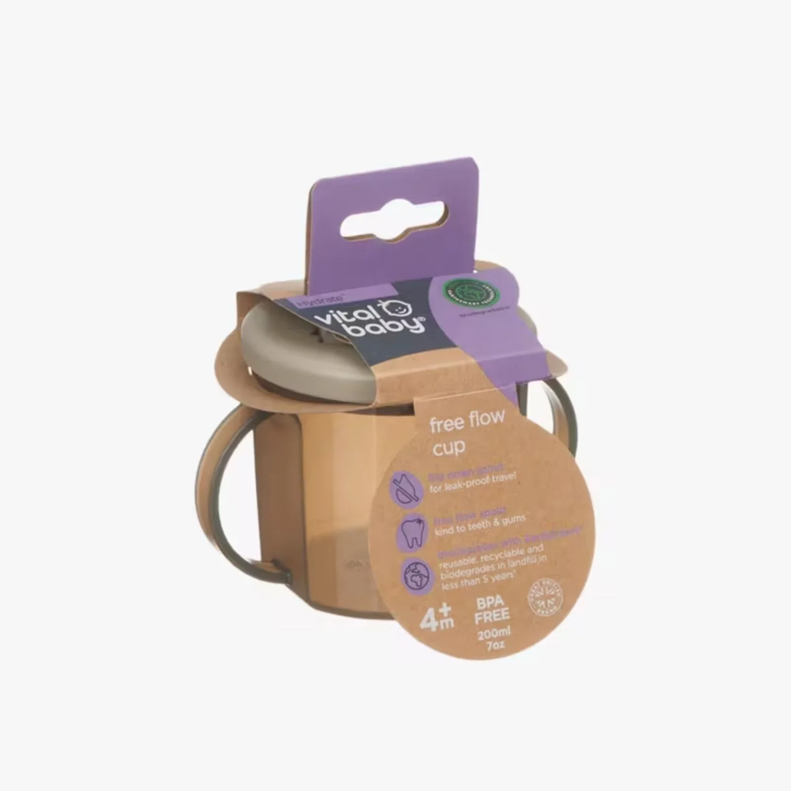Vital Baby Hydrate Free Flow Cup 200ml - Natural Stone - Image 3