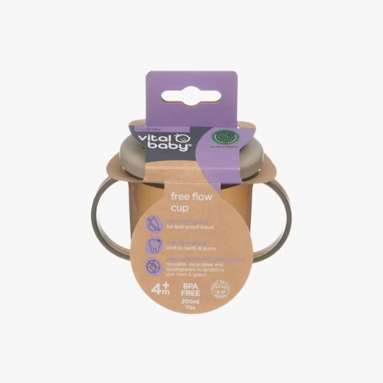 Vital Baby Hydrate Free Flow Cup 200ml - Natural Stone - Image 4