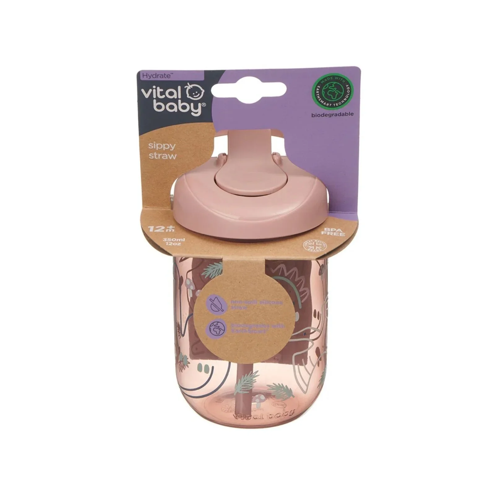 Vital Baby Hydrate Sippy Straw Cup 350ml - Natural Berry - Image 3